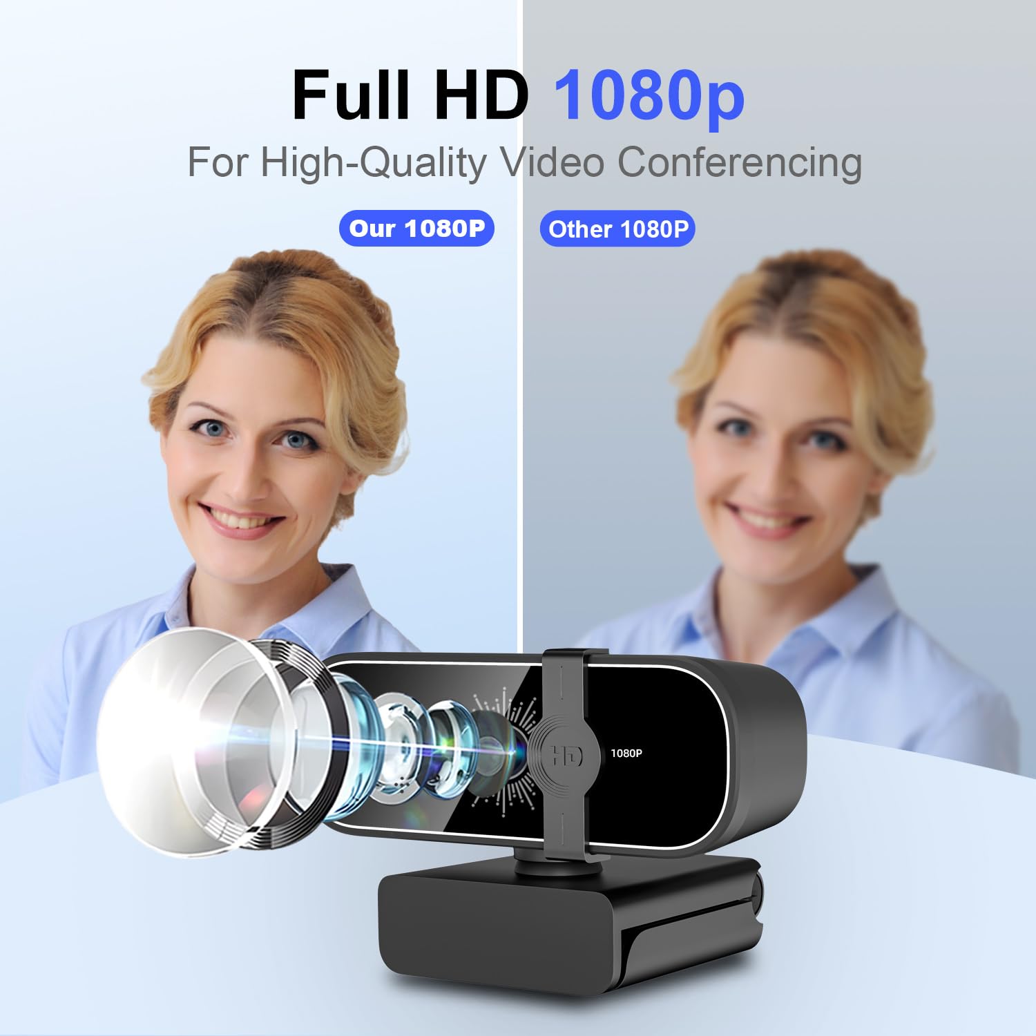 Iskovi C28 1080P Webcam With Privacy Cover And Tripod Stand, Pc Camera With Noise-Cancelling Mic, Auto Light Correction, Plug And Play, Web Camera For Streaming, Zoom/Facetime