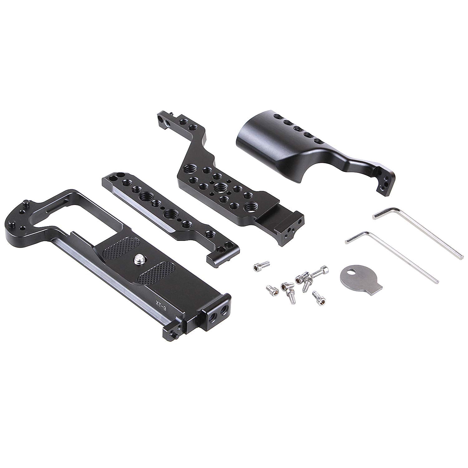 Fotga Aluminum Camera Cage Video Stabilizer W/A Cold Shoe Mount Multiple 1/4 3/8 Inch Screw Holes,Arri Location Hole For Fujifilm X-T2 X-T3 Camera