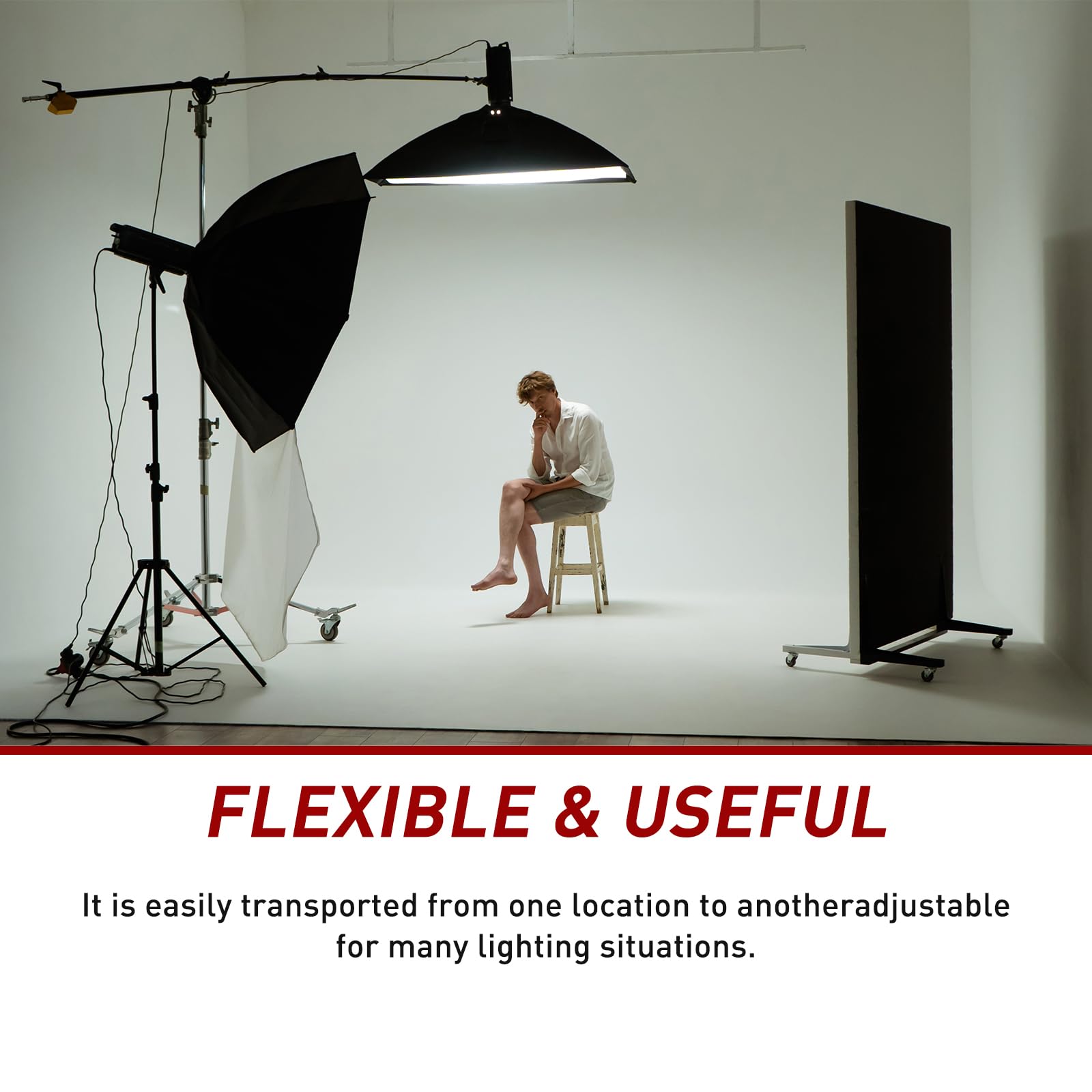Lapgood Heavy Duty Light Stand With Casters, Adjustable Tripod Stand With 100% Stainless Steel, Photography Wheeled Base Stand For Studio Softbox, Monolight, Reflector, Max Height: 10Ft/305Cm