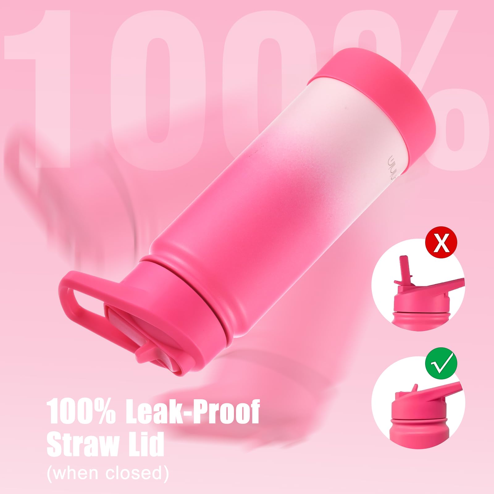 Mininoo Kids Water Bottle For School, 16Oz Stainless Steel Insulated Water Bottle Kids With Straw