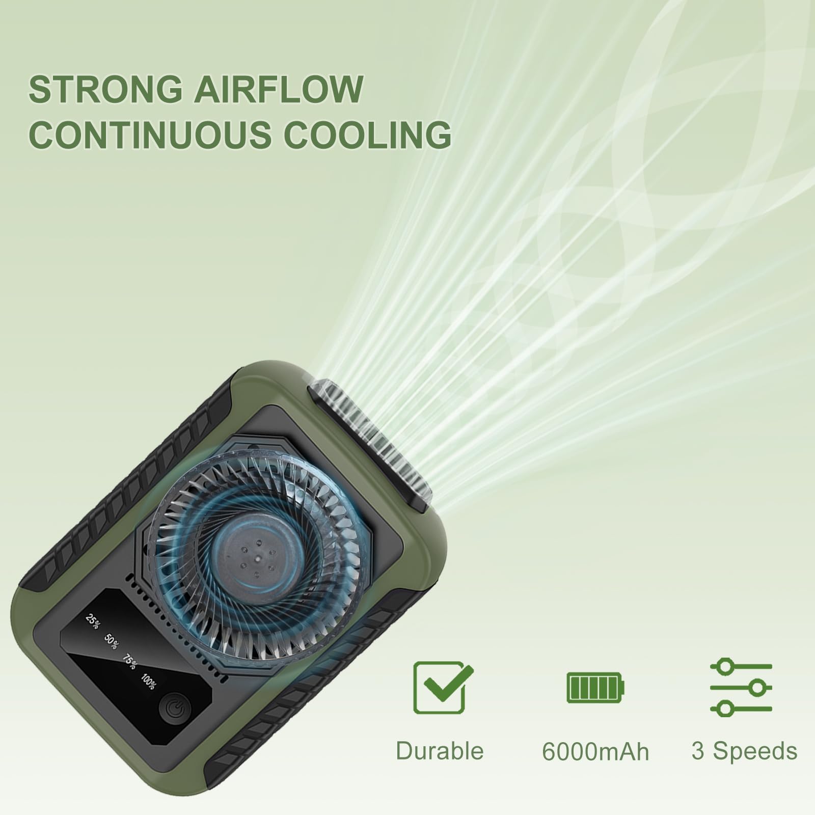 Portable Waist Fan, Personal Under Shirt Fan 6000Mah Battery Rechargeable, 20H Working Time, 3-Speed