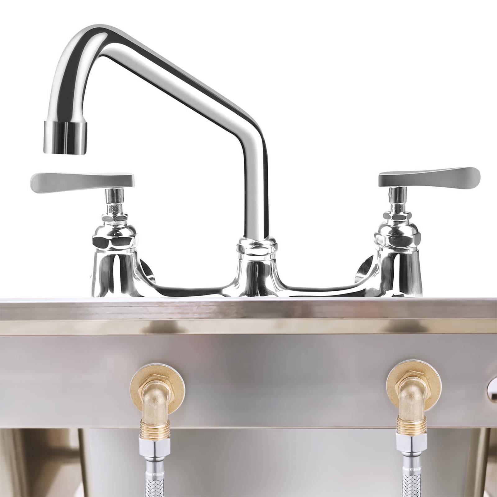 Solimeta Lead- Installation Kit For Wall Mount Commercial Faucet, Backsplash Mount Set For Stainless Steel Commercial Kitchen Prep & Utility Sink, 2 Pack