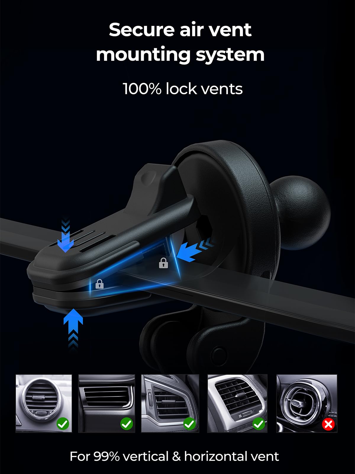 Amegat Magnetic Car Charger, Active Cooling 15W Qi2- Fast Charging Compatible With Magsafe Car Charger, Air Vent Phone Holder Mount For Iphone 16/15/14/13/12 And More Series