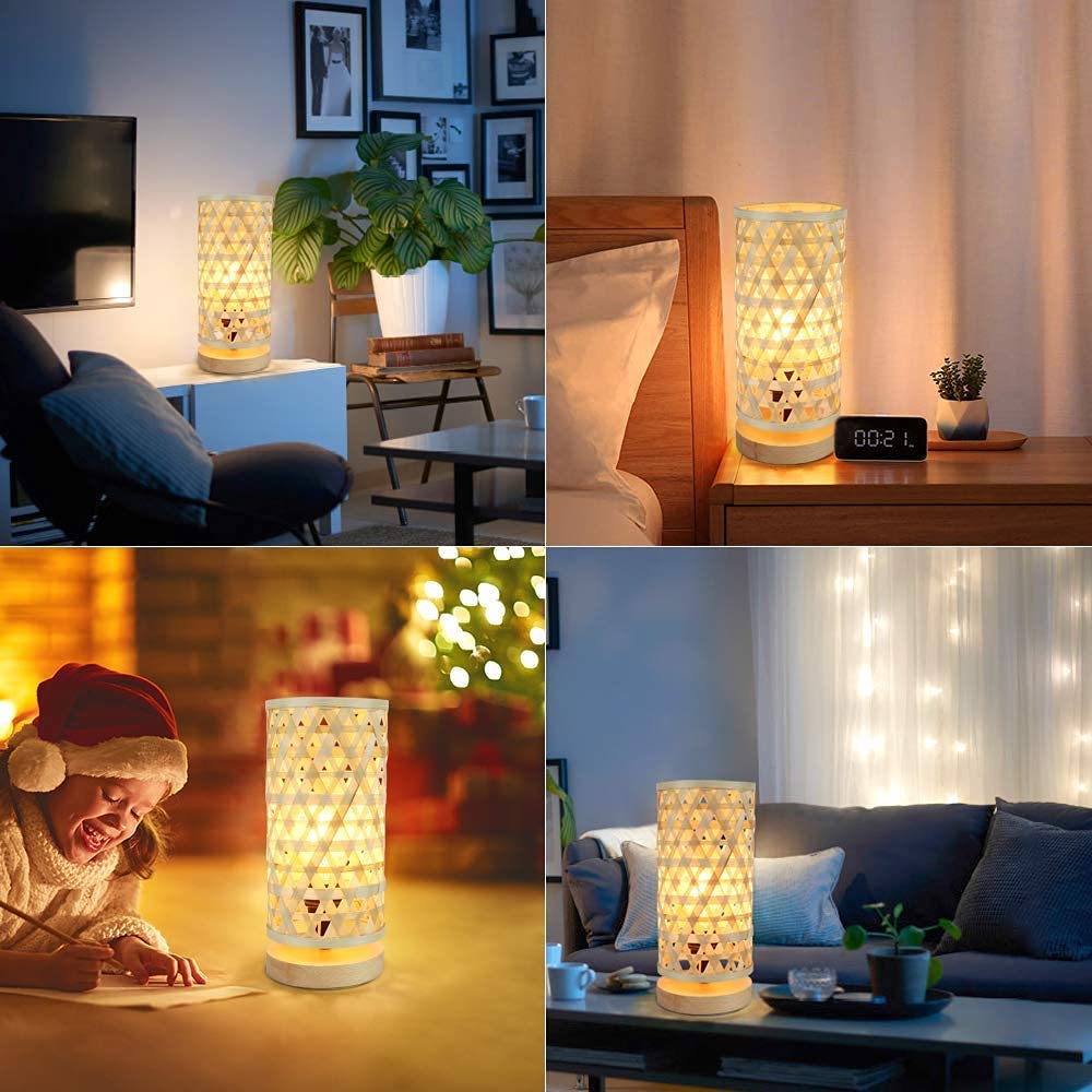 Dinglilighting Dllt Modern Table Lamp, Small Bedside Desk Lamp, Minimalist Night Stand Lamp With Rubber Wooden Base Bedside Lamps For Home Office, Living Room, Dining Room, Dresser (E26 Bulb Included)