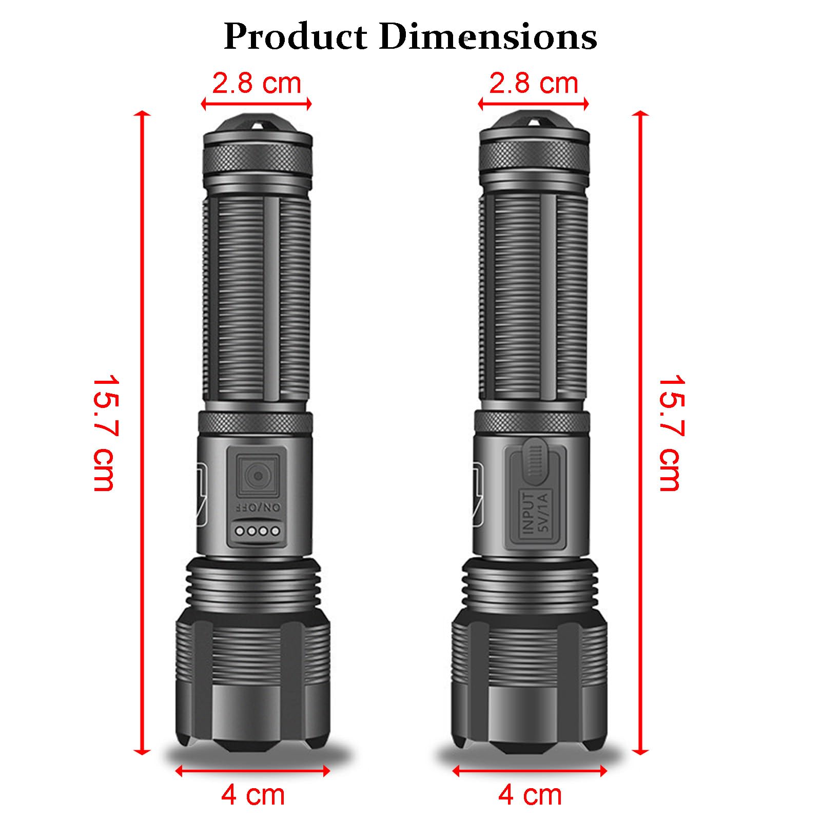 Wifea Rechargeable 1000 Lumens Zoomable Flashlight With Usb Charging, 5 Modes & Battery Indicator - Compact Led Flashlight For Camping, Hiking, Emergency