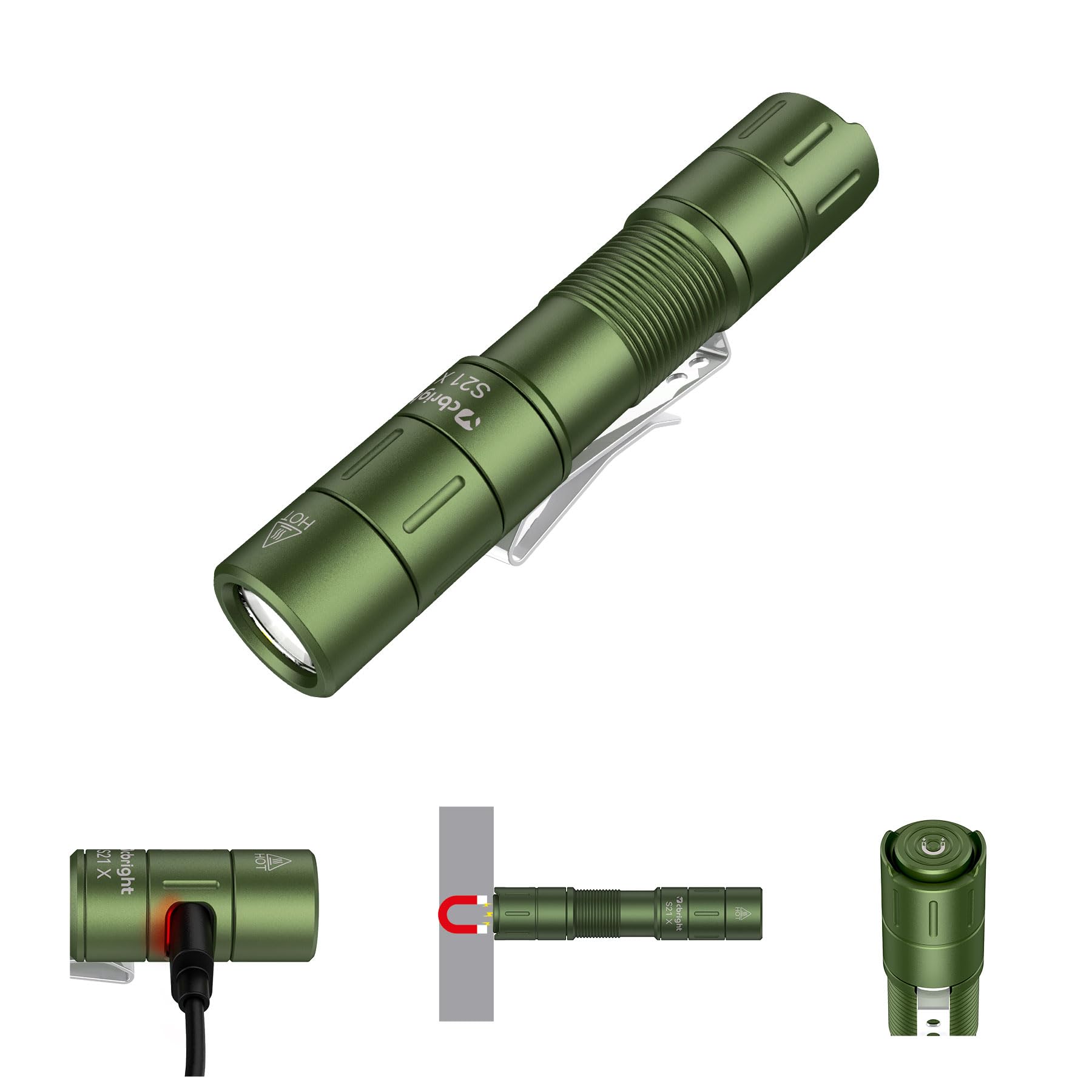 Ycbright S21X Rechargeable Mini Flashlight With Clip,880 High Lumen Aa Pocket Flashlight Edc,Super Bright Small Flashlight Magnetic,5 Mode Flash Light And Diffuser, Camping, Family