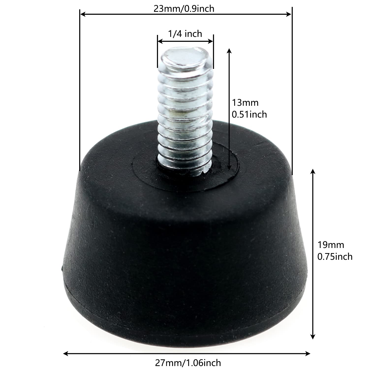 Luorng 3Pcs Antislip Rubber Tripod Feet Spike 1/4" Photography Accessories, Black
