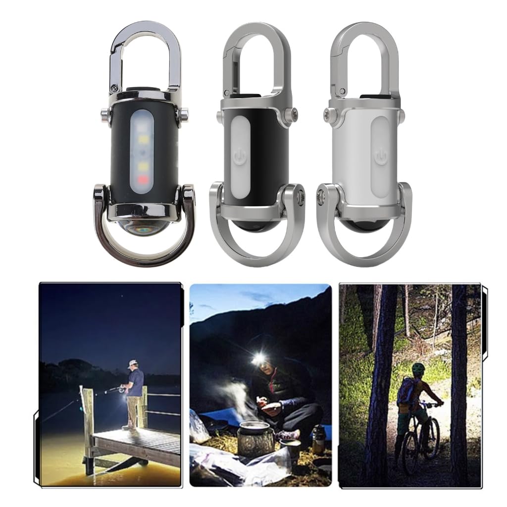 Aurgiarme Portable Led Work Light Keychain Pendant Usb Rechargeable Flashlight Keyring For Camping Pocket Sized Accessory