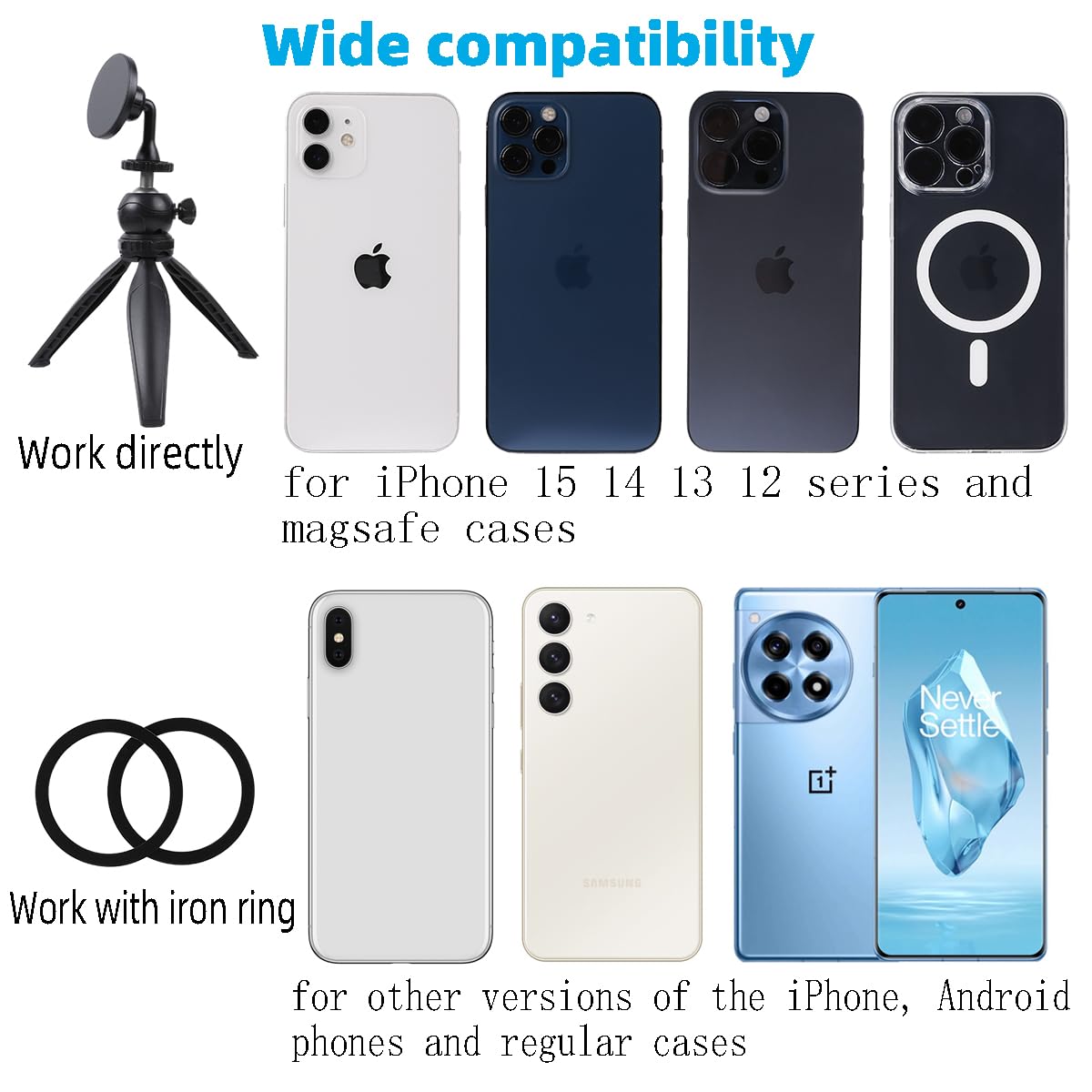 Leenconghui Magnetic Tabletop Mini Tripod Compatible With Magsafe Iphone 15 Pro Max Plus 14 13 12 Series, Lightweight Tripod Stand With 360° Ball Head For Video Recording Vlogging Selfie