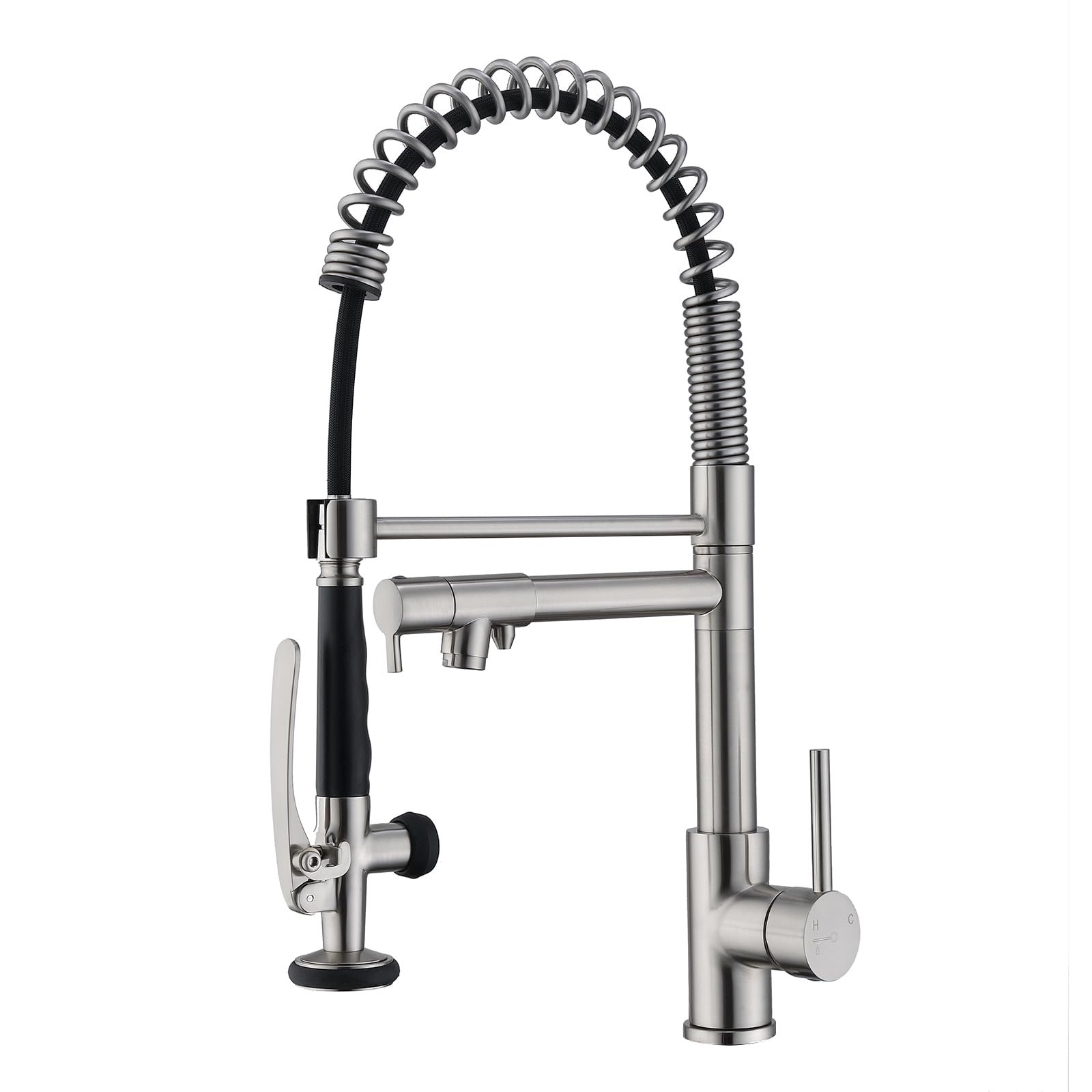 Ekrte Kitchen Sink Faucet With Pull Down Sprayer, 3 In 1 Water Filter Purifier Faucets, Heavy Duty Commercial Style Kitchen Faucet,Brushed Nickel Filter Water Kitchen Faucet