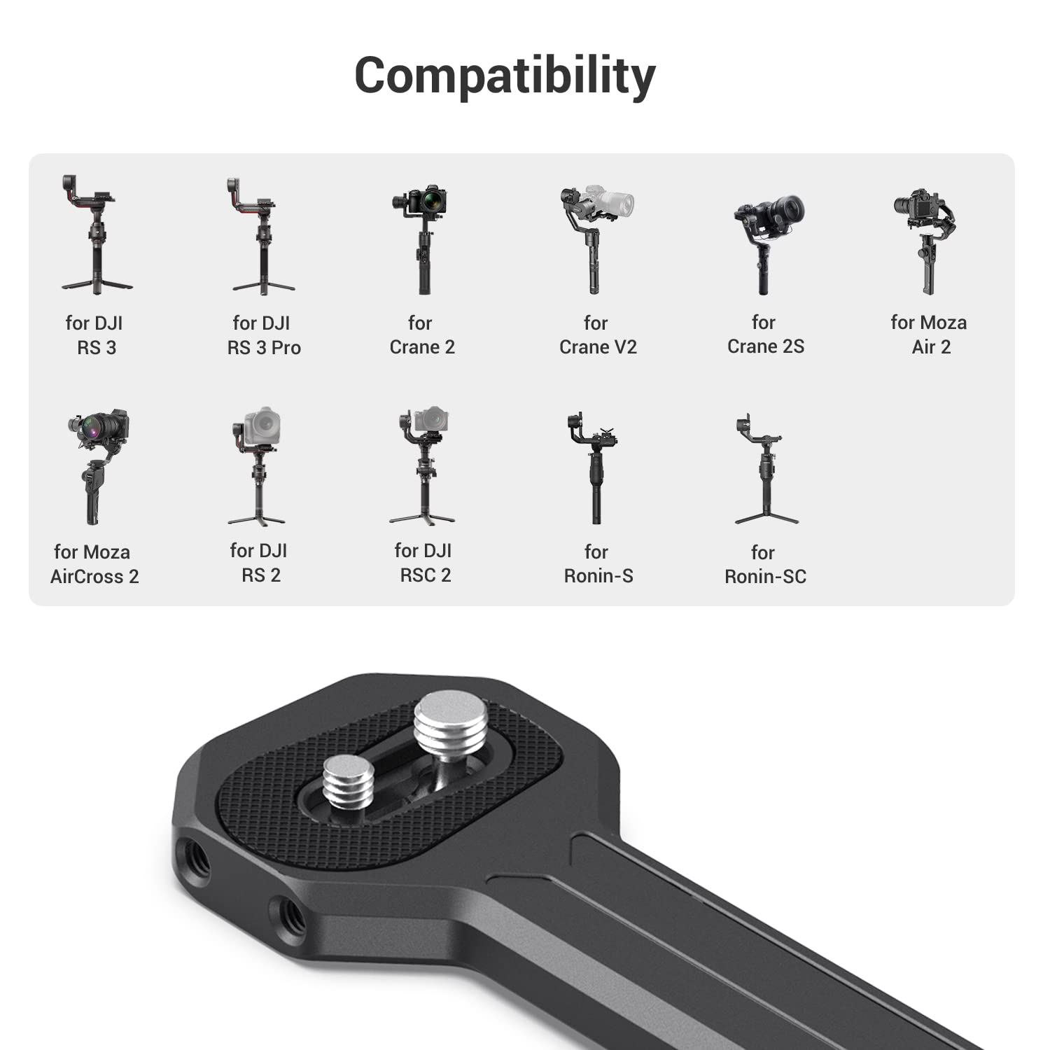 Smallrig Aluminum Side Handle Fits For Dji Ronin-S/Sc/Rs 2/Rsc 2/Rs 3/Rs 3 Pro/Rs 3 Mini/Rs 4/Rs 4 Pro & For Zhiyun Crane 2S/2/V2 & For Moza Air 2/Aircorss 2 Gimbals - 2786