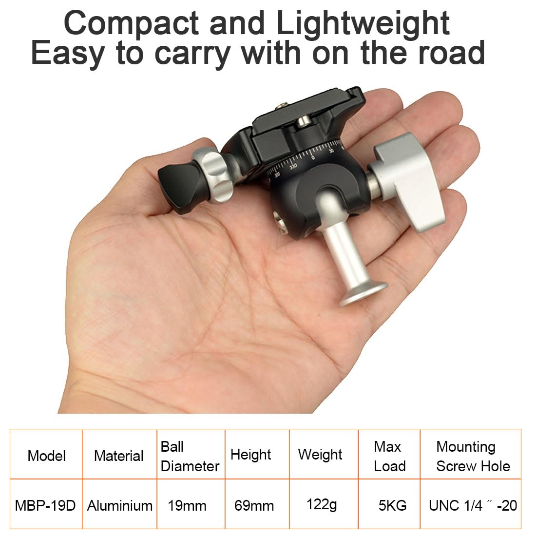 Dekeenstar Mbp-19D Arca Swiss Tripod Head Mini Panoramic Ball Head Camear Tripod Mount With Panoramic Clamp And 1/4 Thread For Tripod/Camera/Cell Phone/Light Stand