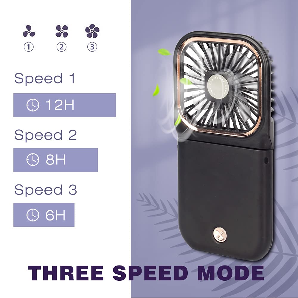 Portable Mini Fan - 5 In 1 With Power Bank, Phone Holder, Handheld & Desk Fan - Usb Rechargeable