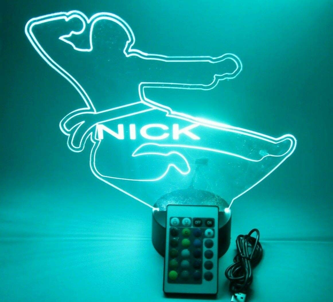 Mirror Mania Karate Night Light Up Table Desk Lamp Led Engraved Martial Arts Custom Name Personalized Karate Do Table Lamp, With Remote, 16 Color Options, Dimmer, It'S Wow, Great