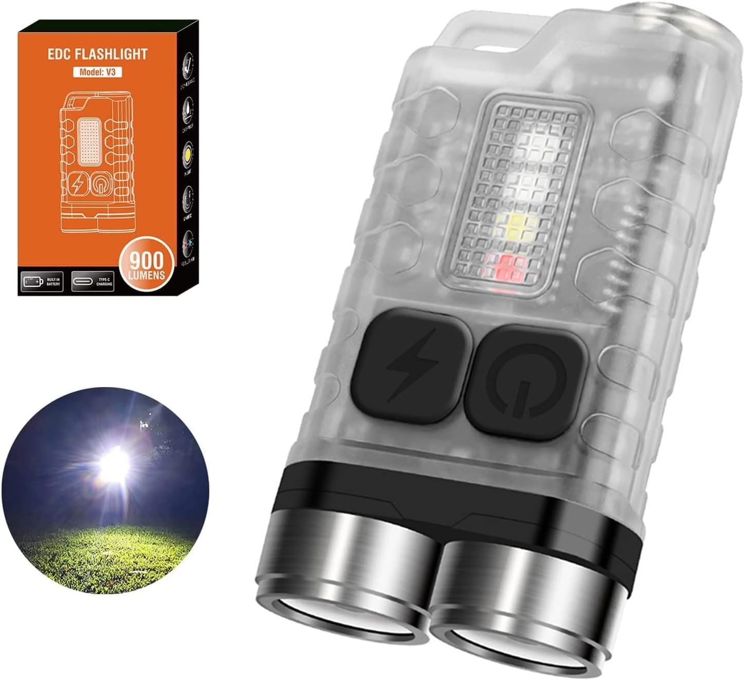 Preppers Peak V3 Small Powerful Mini Flashlight 900 High Lumen Keychain Edc Flashlight, Super Bright Pocket Usb Rechargeable Tactical Led Flash Light With Magnetic Waterproof For Camping, Hiking, Emergencies
