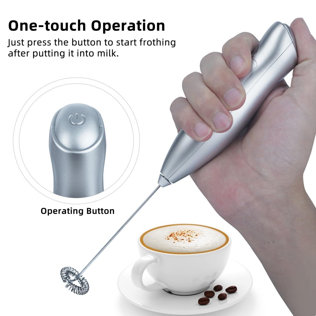 Taolivingmart Milk Frother Handheld For Coffee Electric Hand Blender, Mini Drink Mixer Whisk & Coffee Foamer Wand With Stand For Lattes, Cappuccino, Matcha And Hot Chocolate Kitchen s (Black)
