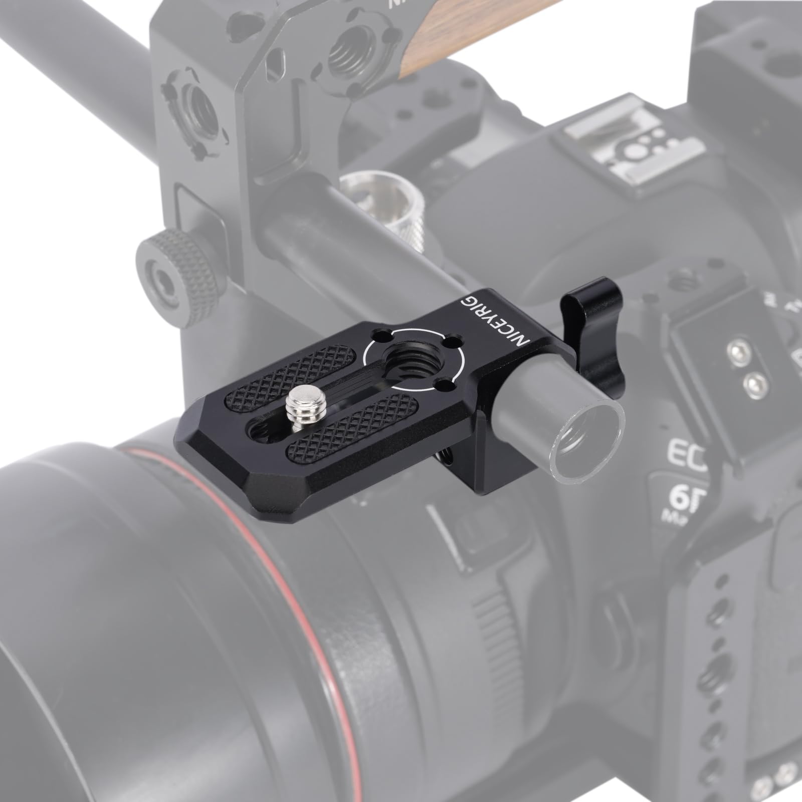 Niceyrig 15Mm Single Rod Clamp To Monitor Mount Evf Mount With Mini Plate, 3/8'' Arri Locating Hole - 596