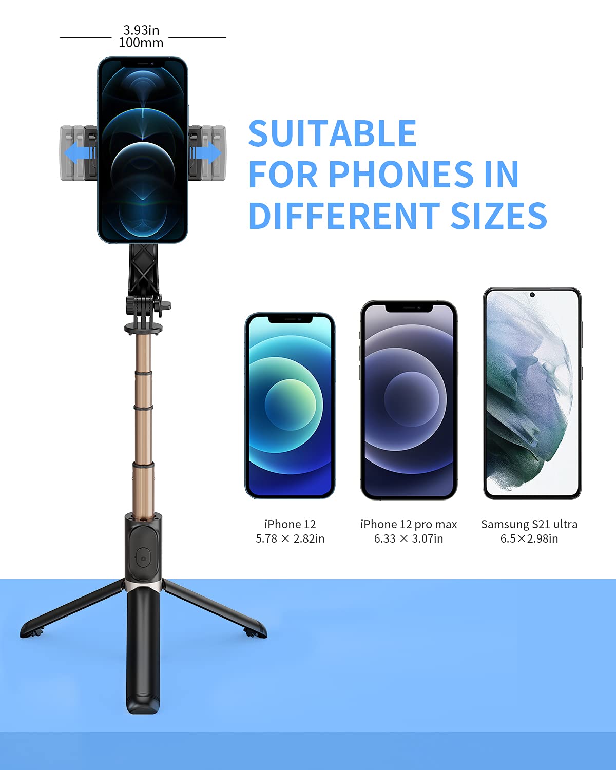 Zizuttin Gimbal Stabilizer With Selfie Stick For Iphone: Portable Handheld Gimble With Tripod & Remote For Cell Phone Camera & Samsung Android Smartphone Recording Video & Vlogging On Tiktok & Youtube