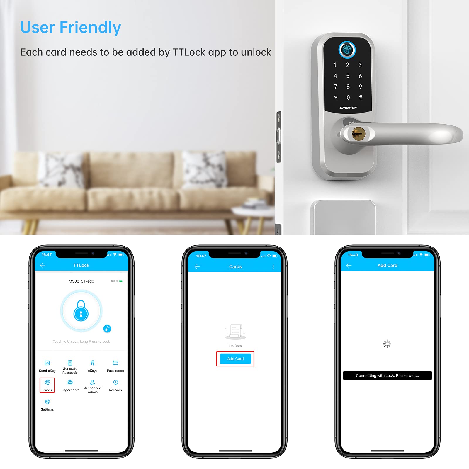 Smonet Smart Ic Key Cards, Smart Fobs For Keypad Door Lock, Addable Electronic Cards Work With Ttlock, Nextlock App, Smart Locks Accessories, Keyless Digital Key Card Chip For Lock - 3 Packs