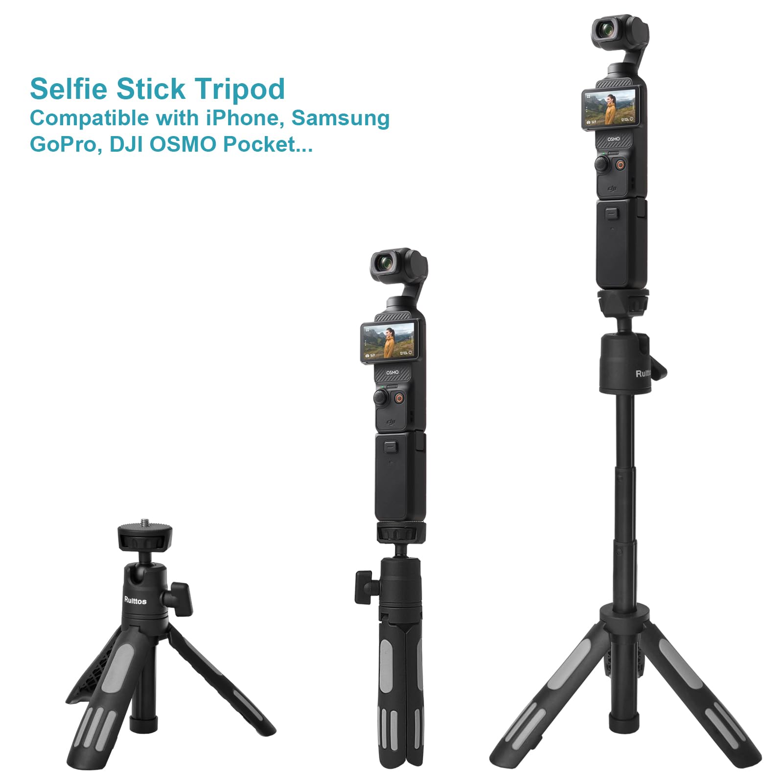 Ruittos Phone Tripod Stand And Selfie Stick For Iphone, Webcam, Desktop, Sony, Go Pro, Travel 11.5Inch Tripod Compatible Dji Osmo Pocket 3, 2