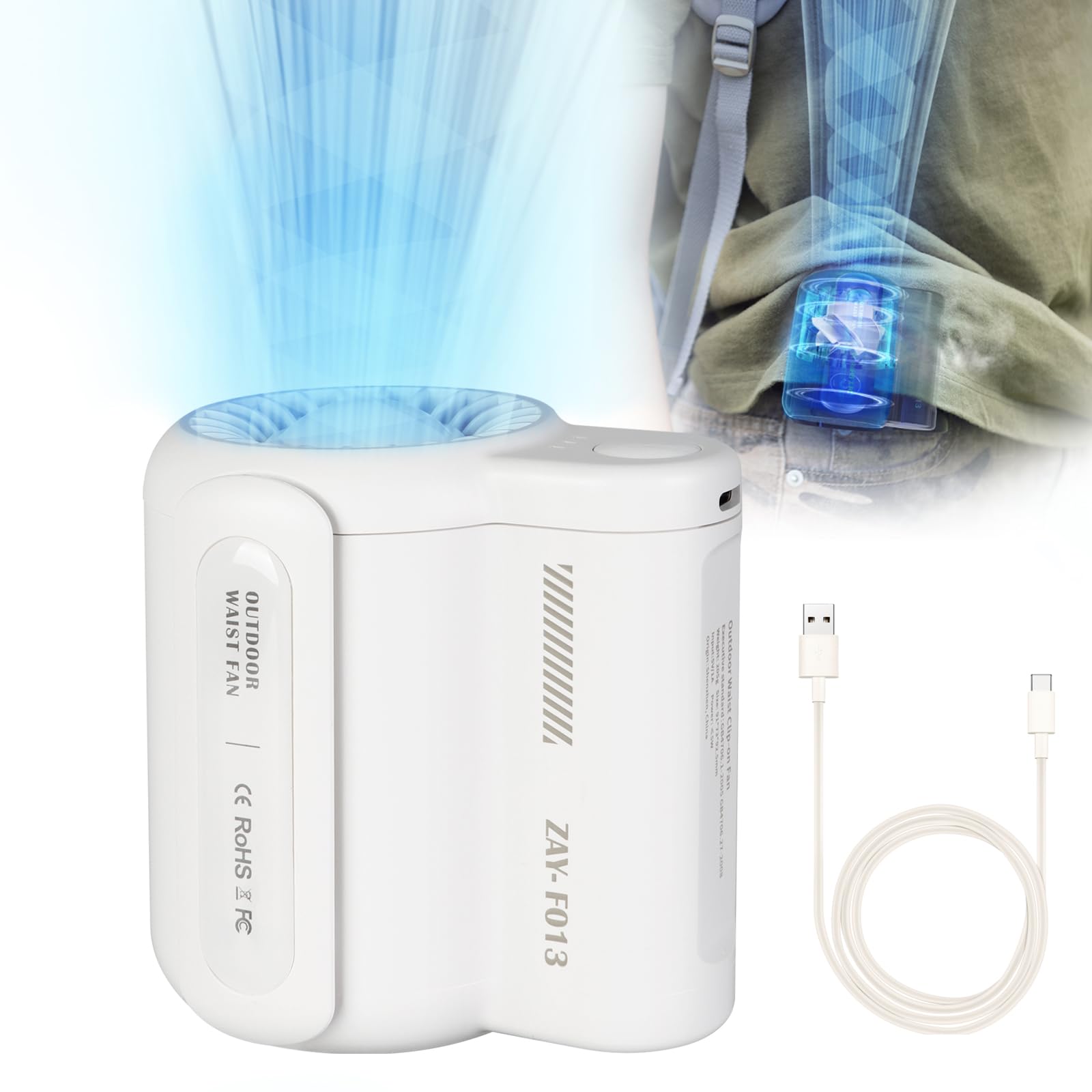 Portable Waist Fan, Cool Clip Fan Under Shirt Fan, Portable Waist Clip Fan, Handheld Mini Cooling - Koospark