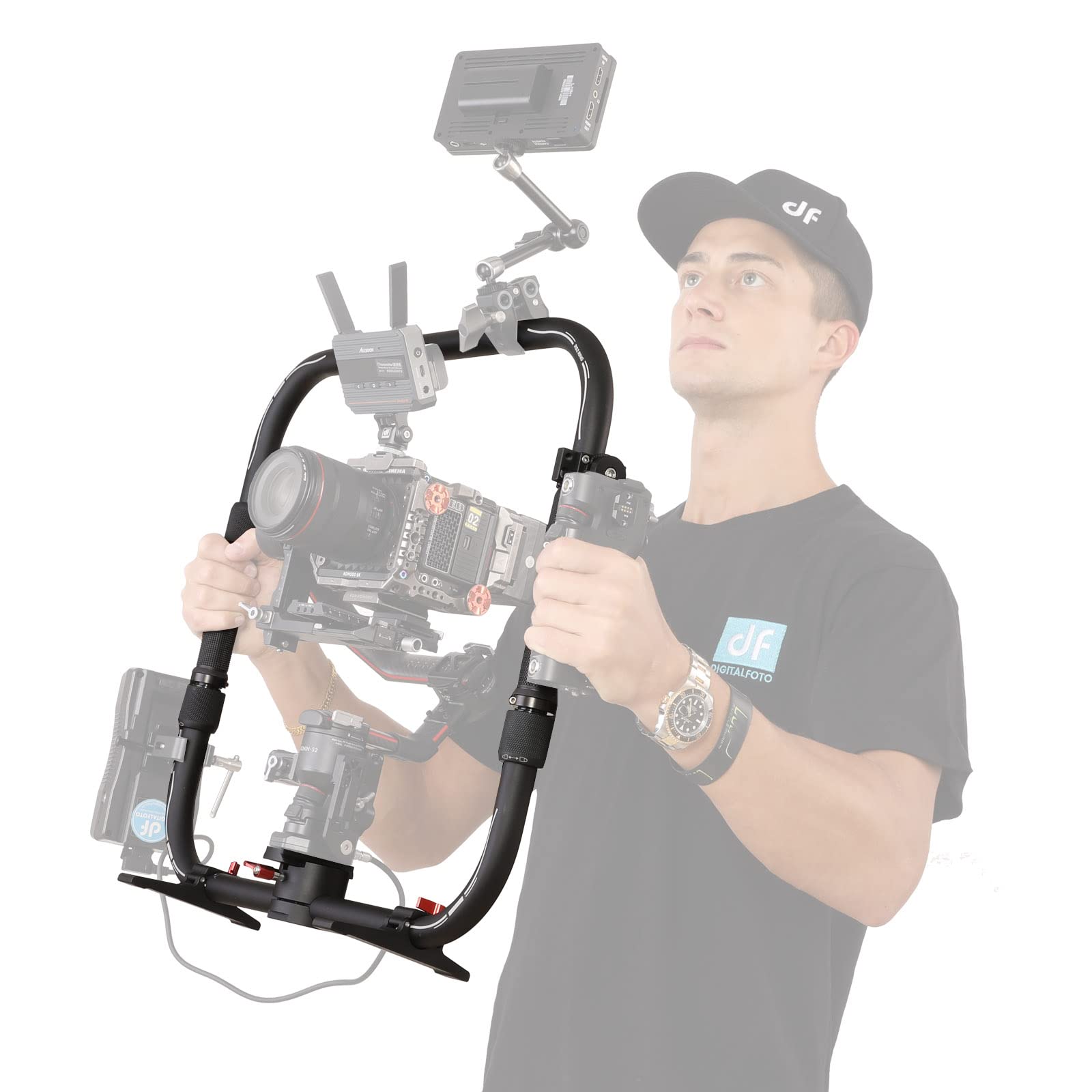 Difesuro Rs 2 Ring Grip,Df Digitalfoto Rs2 Rs 3 Pro Basic Support System Dual Handle Ring Compatible With Dji Rs 2 Gimbal,Including Rosette Adapter And Clamp