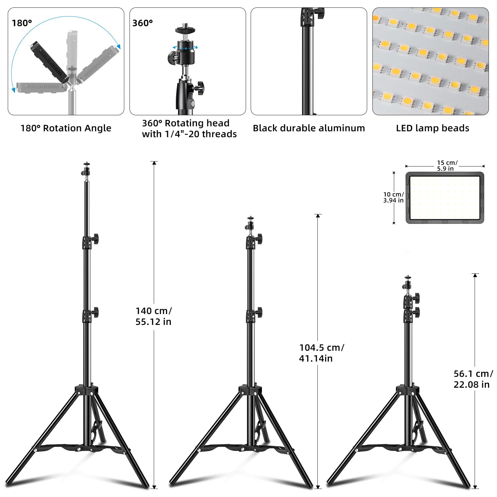 Hagibis Led Video Light Kit 2Pcs, Studio Lights 18 Color Filters For Photography Lighting With Adjustable Tripod Stand Streaming Lights For Photo Camera Recording Computer Zoom Stream Tiktok Youtube