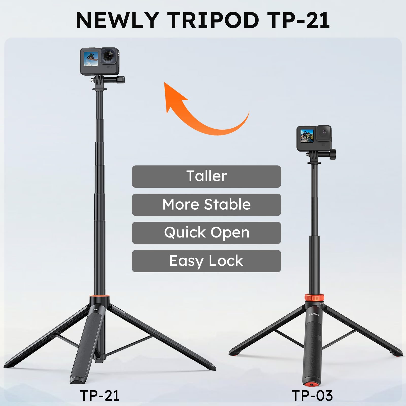 Vrig Direct Vrig 54" Extendable Camera Tripod For Insta360 X5 X4 X3 X2 Selfie Stick Tripod With 1/4" Screw Mini Portable Camera Stand Tripod For Hero 13 12 11 10/Dji Osmo Action 5Pro 4 3/Insta360 Ace Pro