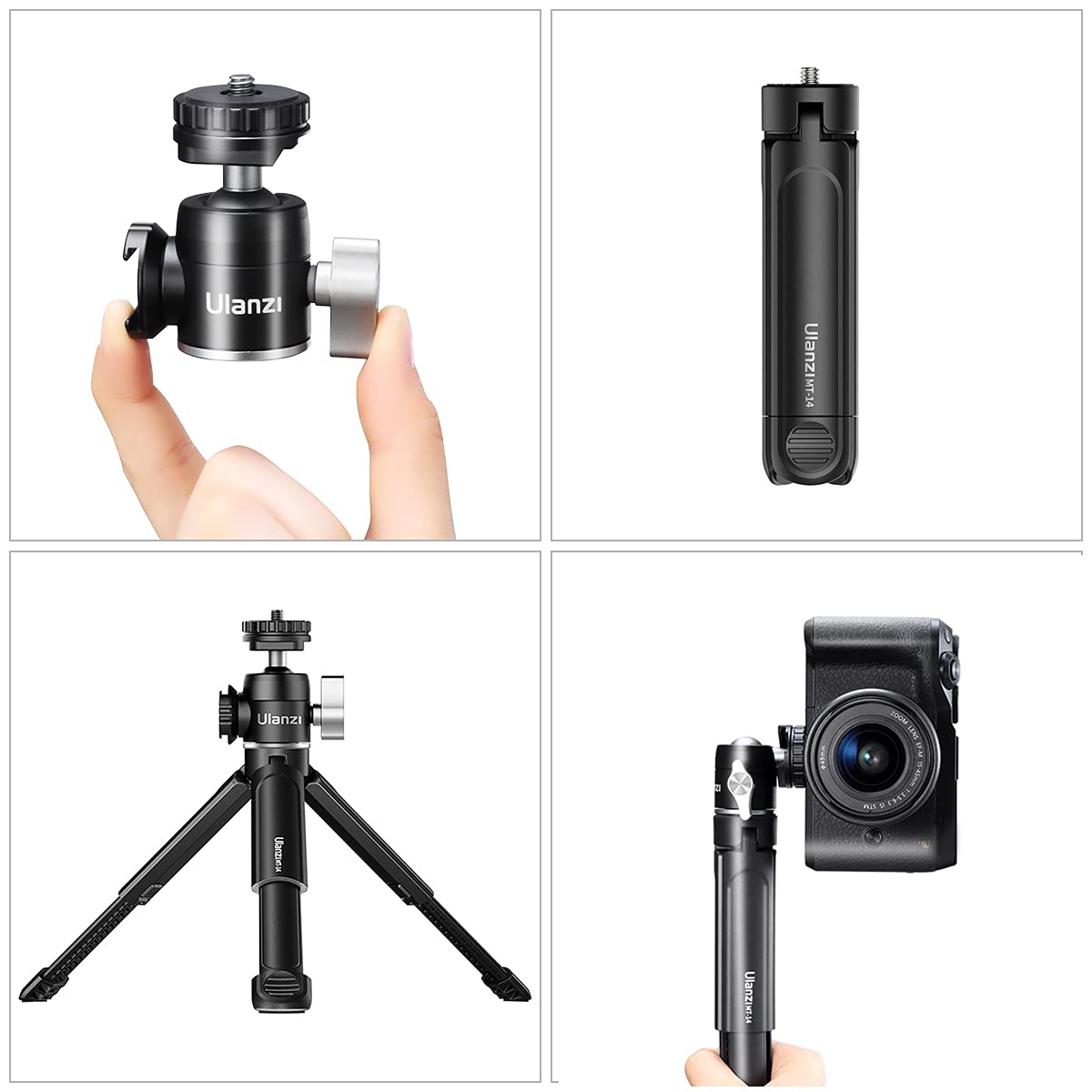 Ulanzi Mini Camera Tripod With 360° Ball Head & Cold Shoe, Extendable Small Selfie Stick Tabletop Tripod Stand Handle Grip For Camera Iphone 11 Canon G7X Mark Iii Sony Zv-1 Rx100 Vii A6600 Vlogging
