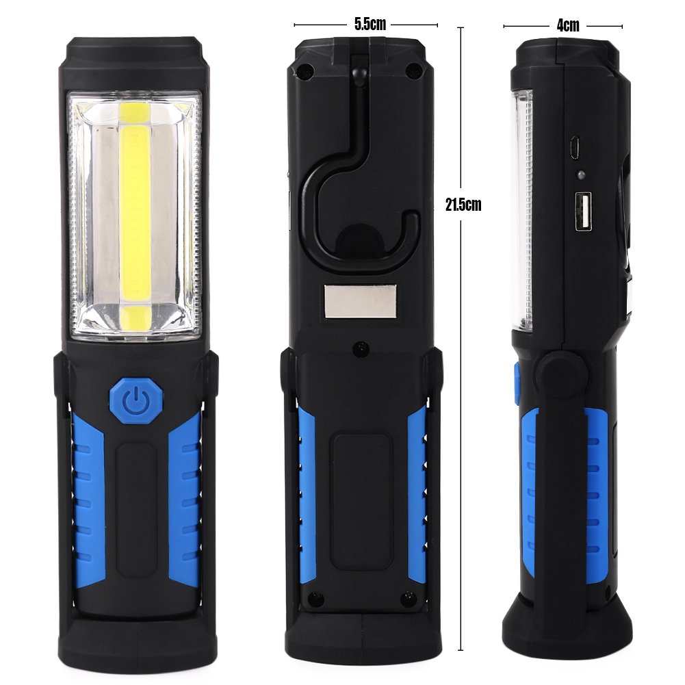 Sourcebuy Led Work Light With Magnetic Base Rechargeable Handheld Flashlight Led Torches Lamp Cob Cordless Inspection Lamp 2200Mah Battery For Outdoor Camping Hiking Garage Emergencies With Hanging Hook
