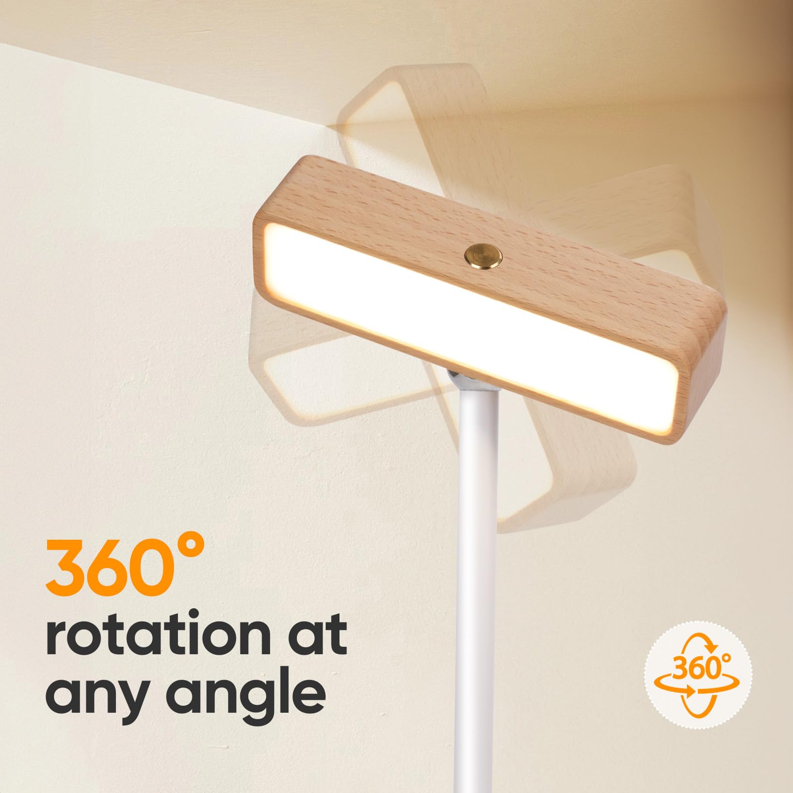 Moroommt Wood Wall Sconces With 360 Rotation, Cordless Table Lamps Rechargeable, Magnetic Touch Small Bedside Desk Lamp For Bedroom Nightstand, Battery Operated Stick Wall Night Lights For Living Room