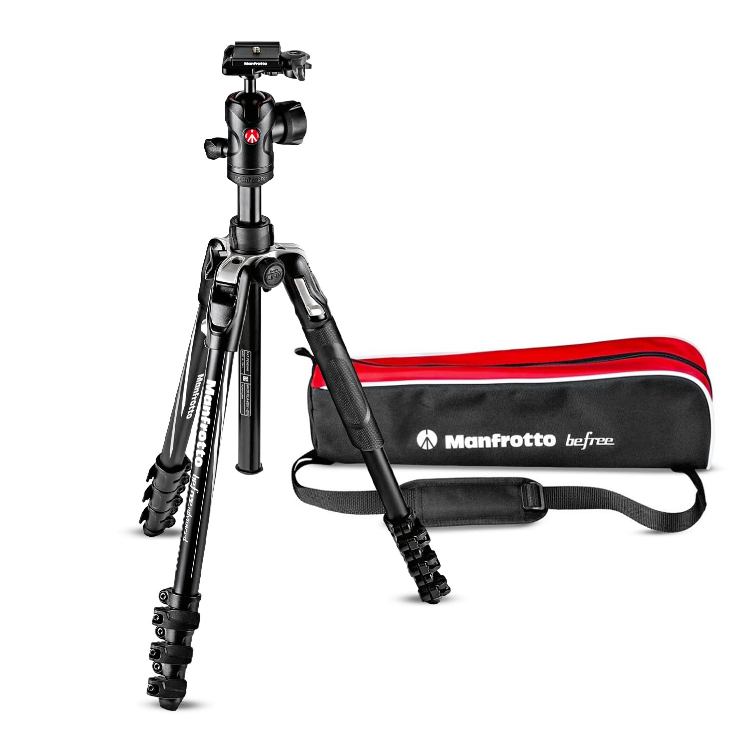 Manfrotto Viitech Imaging Tripod, Be Advanced Aluminum, 4-Level head Lever Lock L Tripod Kit, Black, Mkbfrla4Bk-Bh