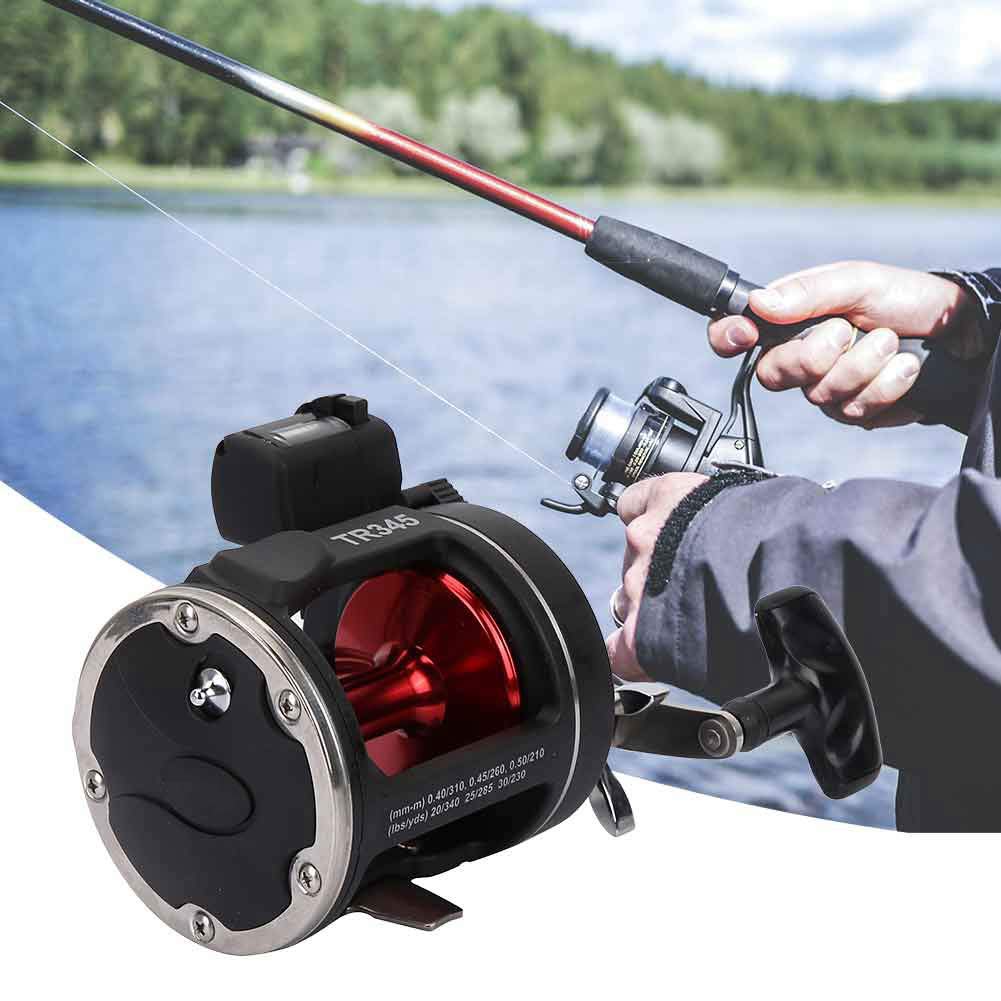 Vbestlife Fishing Reel,Trolling Reels Equipped With Line Counter Black Trolling Saltwater Offshore Reel Wheel