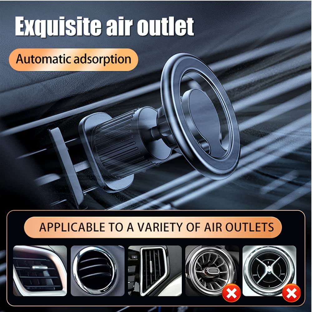 Kinizuxi Mag-Safe Car Mount For Iphone 14, Black, 360 Rotation Magnetic Phone Holder With Super Strong Magnets, Easy One-Hand Operation