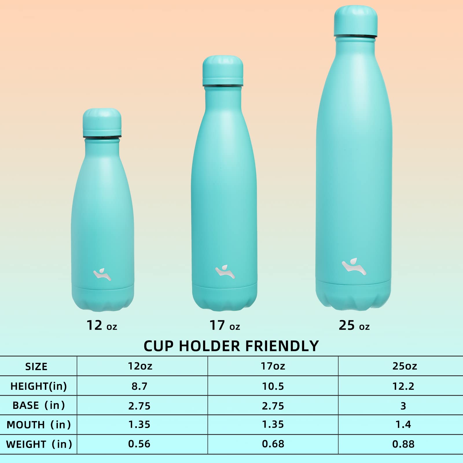 Insulated Water Bottles,17 Oz Double Wall Stainless Steel Vacumm Metal Flask For Sports Travel