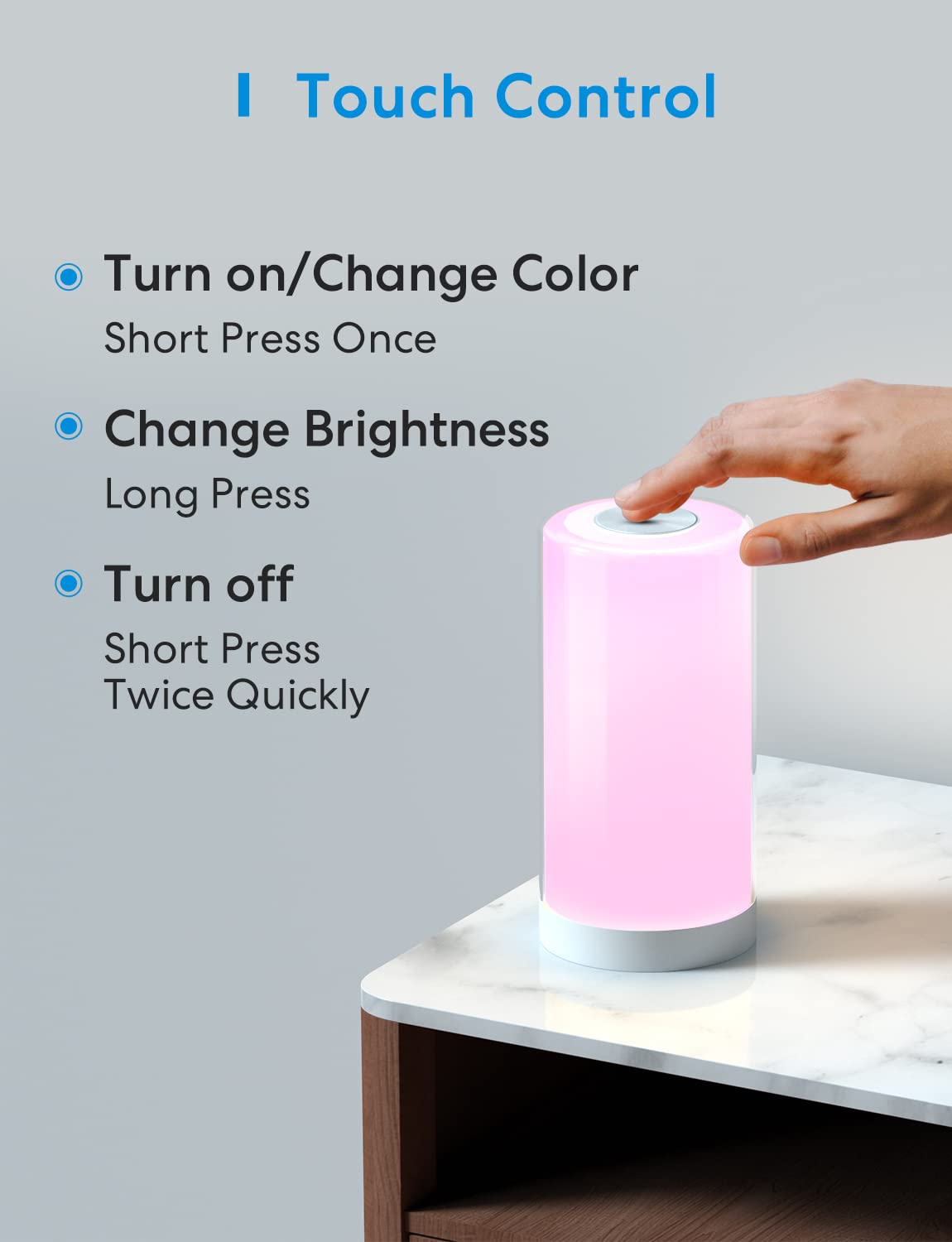 Meross Smart Wifi Table Lamp, Bedside Lamp, Compatible With Apple Homekit, Siri, Alexa And Smartthings, Tunable White And Multi-Color, Touch Control, Voice And App Control Large