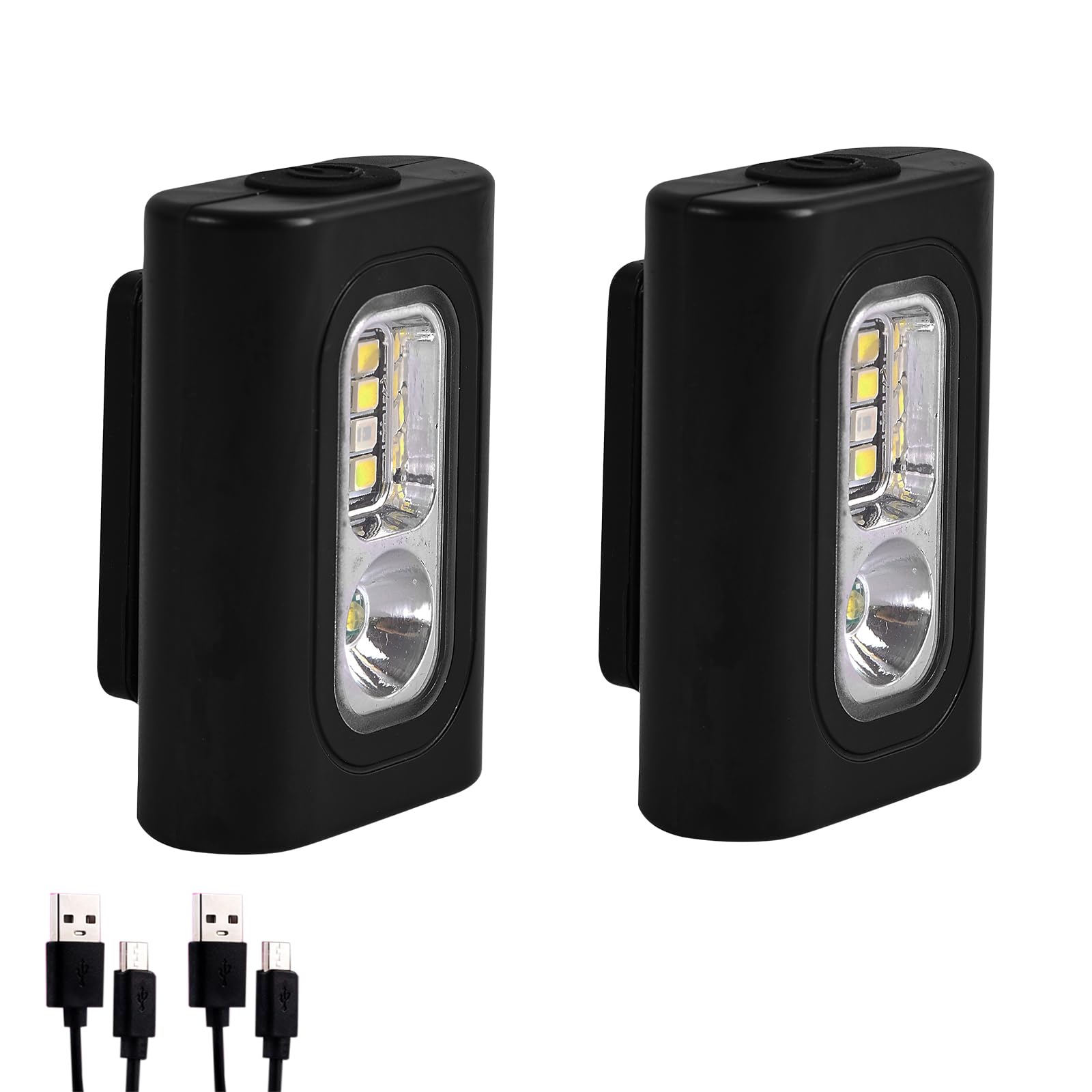 Rahan Clip On Running Light, 2Pack Magnetic Clip On Light For Runners With 6 Lighting Modes, Rechargeable Reflective Running Gear For Runners Night Walking Hiking Camping (Black)