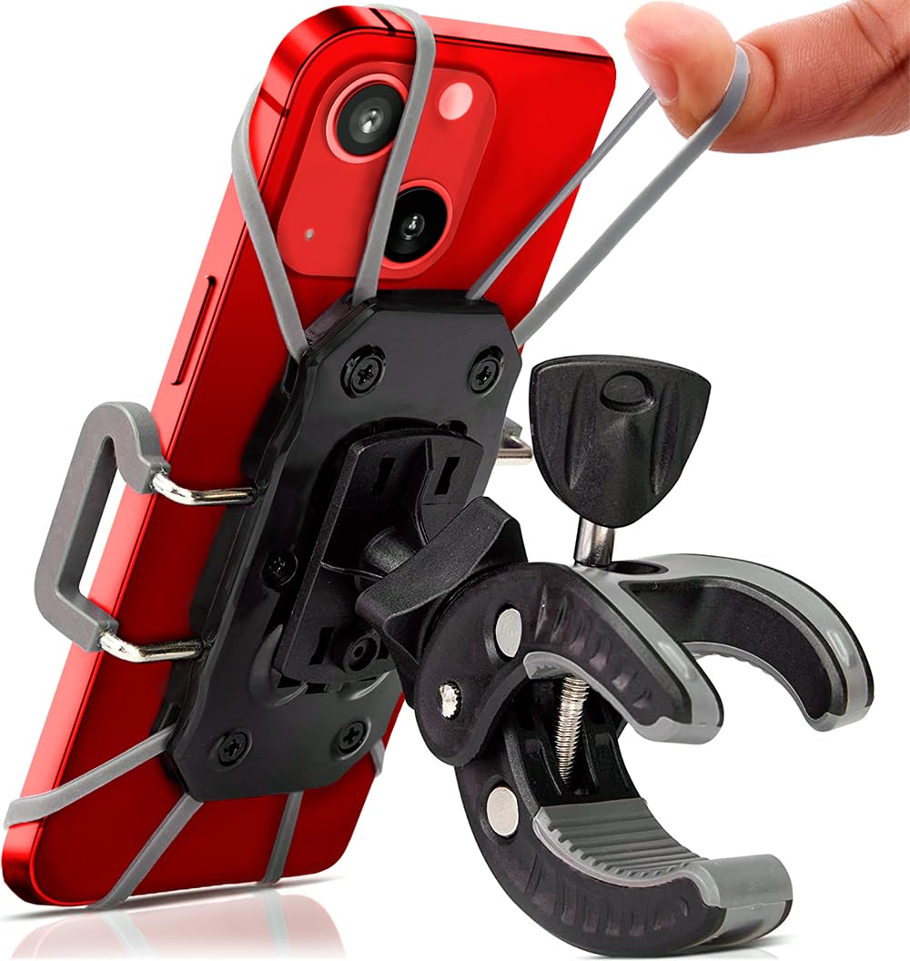 Caw.Car Accessories Bike & Motorcycle Phone Mount - For Iphone 14 (13, Xr, Se, Max/Plus), Galaxy S22 Or Any Cell Phone - Universal Atv, Mountain & Road Bicycle Handlebar Holder. +100 To Safeness & Comfort