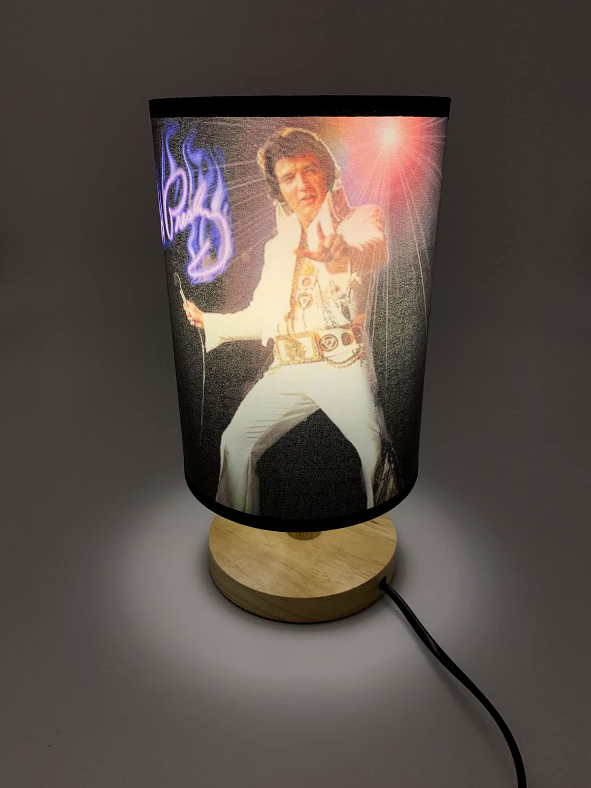 Cdecor Wood Base Table Lights Elvis Table Lamp With Light Bulb Bedside Night Light Great Decor Or Ideas, Sn-001