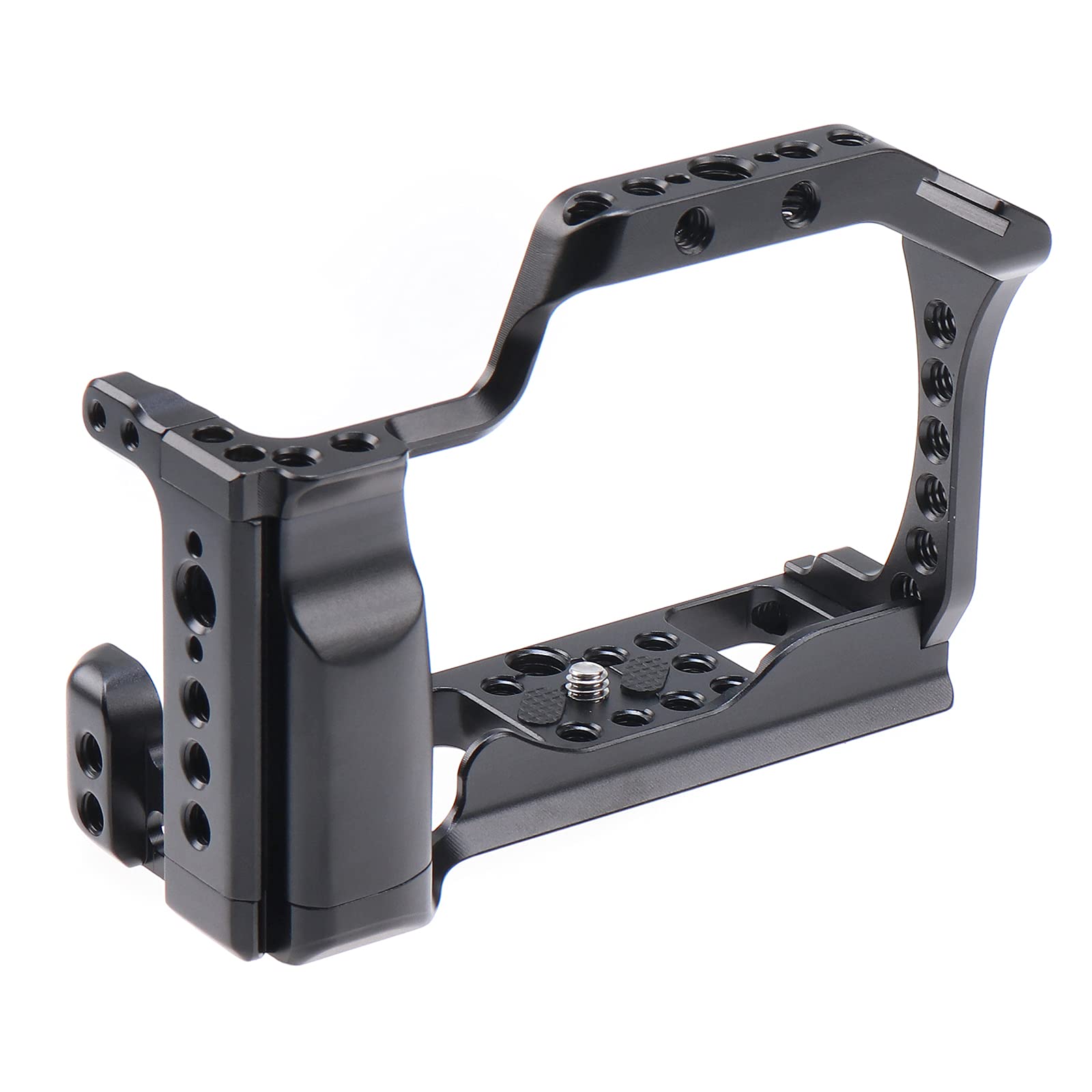 Focusfoto Camera Cage Video Filmmaking Stabilizer Rig Aluminium Alloy Extension Frame With Cold Shoe And 1/4" 3/8" Screw Mouting For Canon Eos M50 Mark Ii/M50/M5 Mirrorless Camera