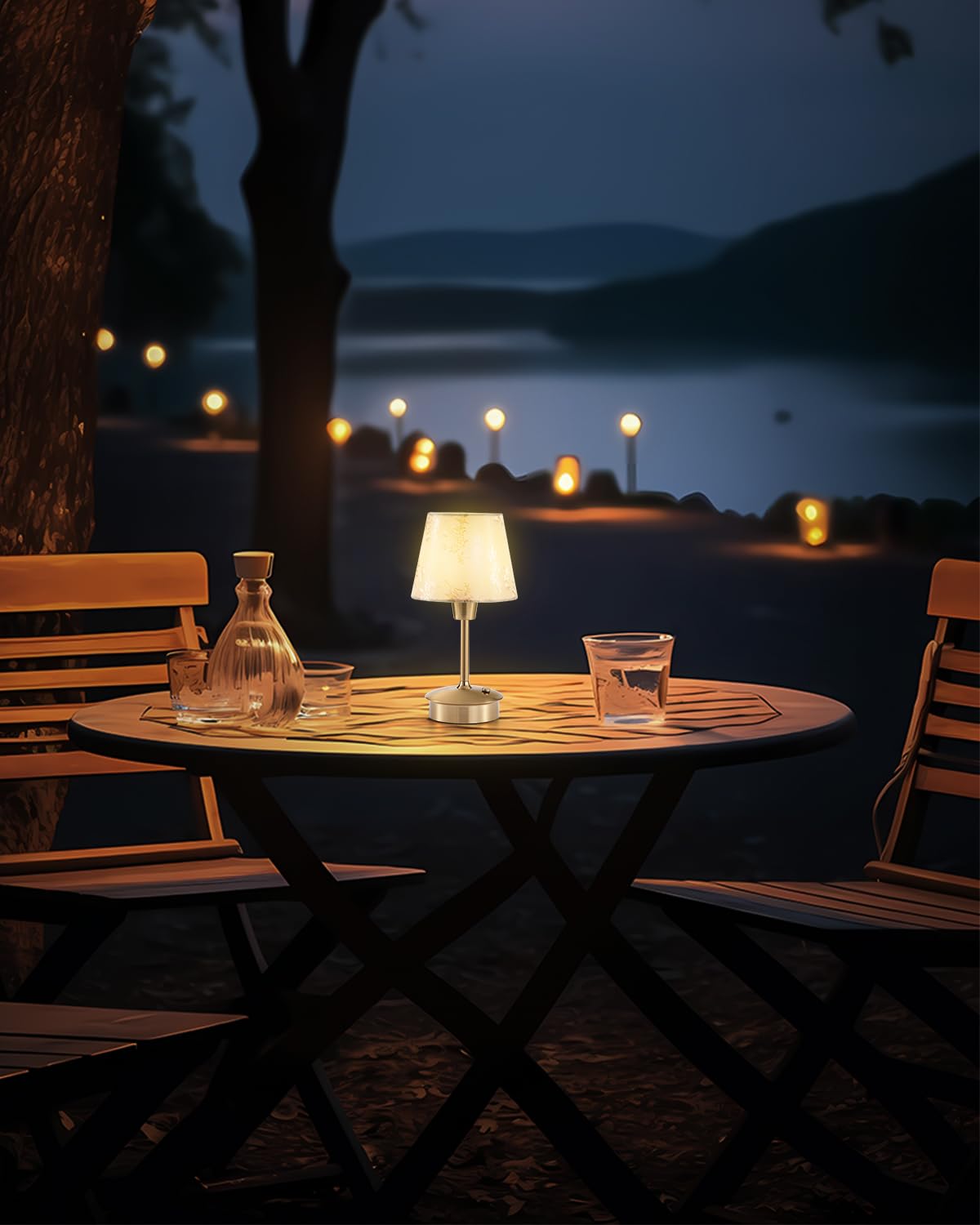 Umexus 2 Pack Small Cordless Table Lamp For Restaurant Dinner Table, 5200Mah Battery Operated Touch Lamps, Rechargeable Dimmable Portable Night Light For Bedside Dining Room Patio Kitchen Outdoor