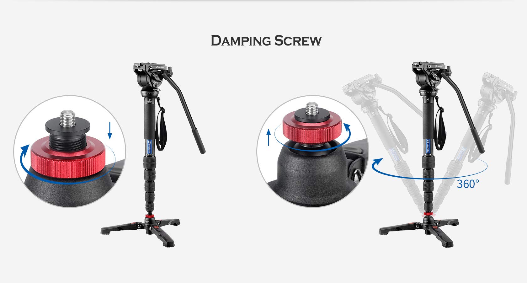 Leofoto Vd-02 Monopod Base Support System, Ground Tripod, 3/8 Mounting Screw