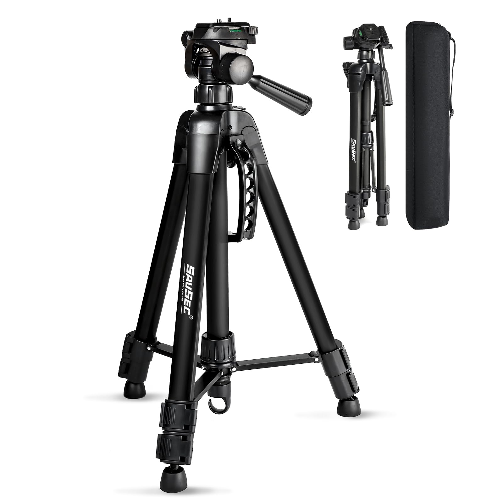 Savsec Laser Level Tripod 47" Adjustable, Tripod Stand Extendable Height With 2 Bubble, Release Plate With 1/4"-20 Screw Mount, Multi-Function Hook, Non-Slip Feet