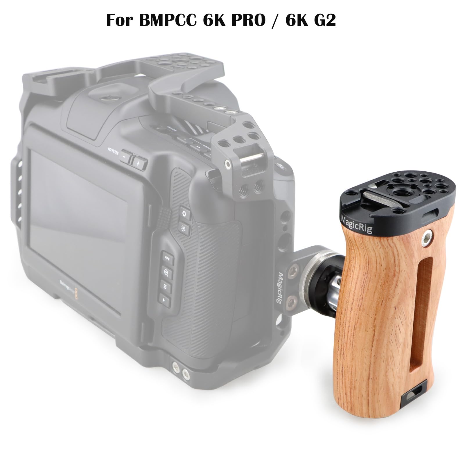Magicrig Rosette Side Handle Wooden Handgrip For Dslr Camera Cage,For Shoulder Support Rig, With M6 Rosette Mount, Cold Shoe,Up And Down Adjustable, Right/Left Hand