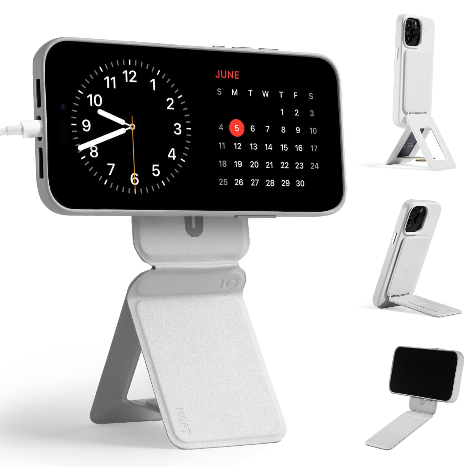 Moft Phone Tripod Stand Compatible With Iphone 16/15/14/13/12 Series, Angle Adjustment & Strong Magnets Movas Vegan Leather Invisible Selfie Stick Tripod, Misty Cove (Without Card Slot)
