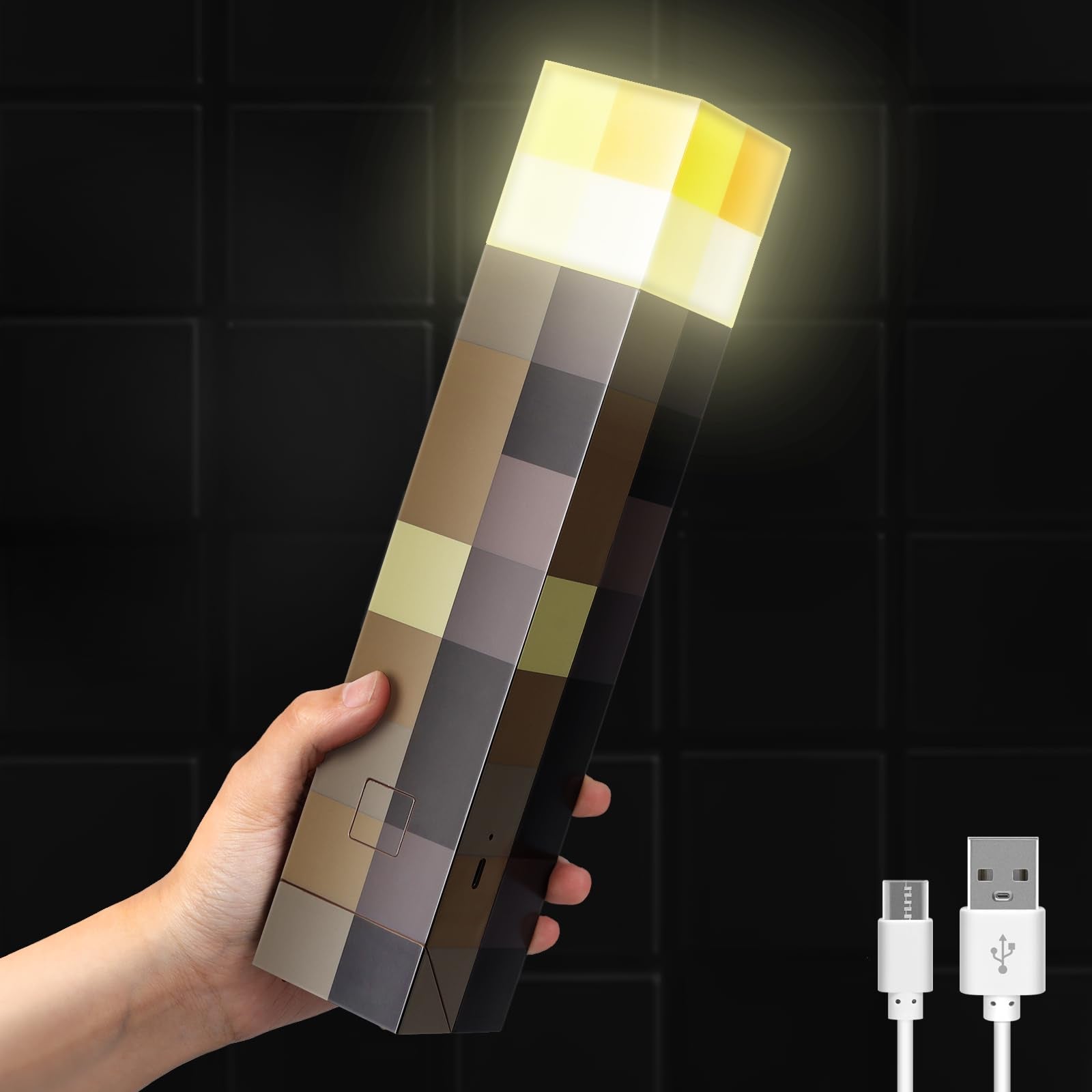 Vatitont Light-Up Wall Torch With 3 Lighting Levels - Usb Rechargeable Night Lamp - Torch Light With Wall Mount & Hand Held, Led Lighting Torch For Kid'S Bedroom Gaming Decoration