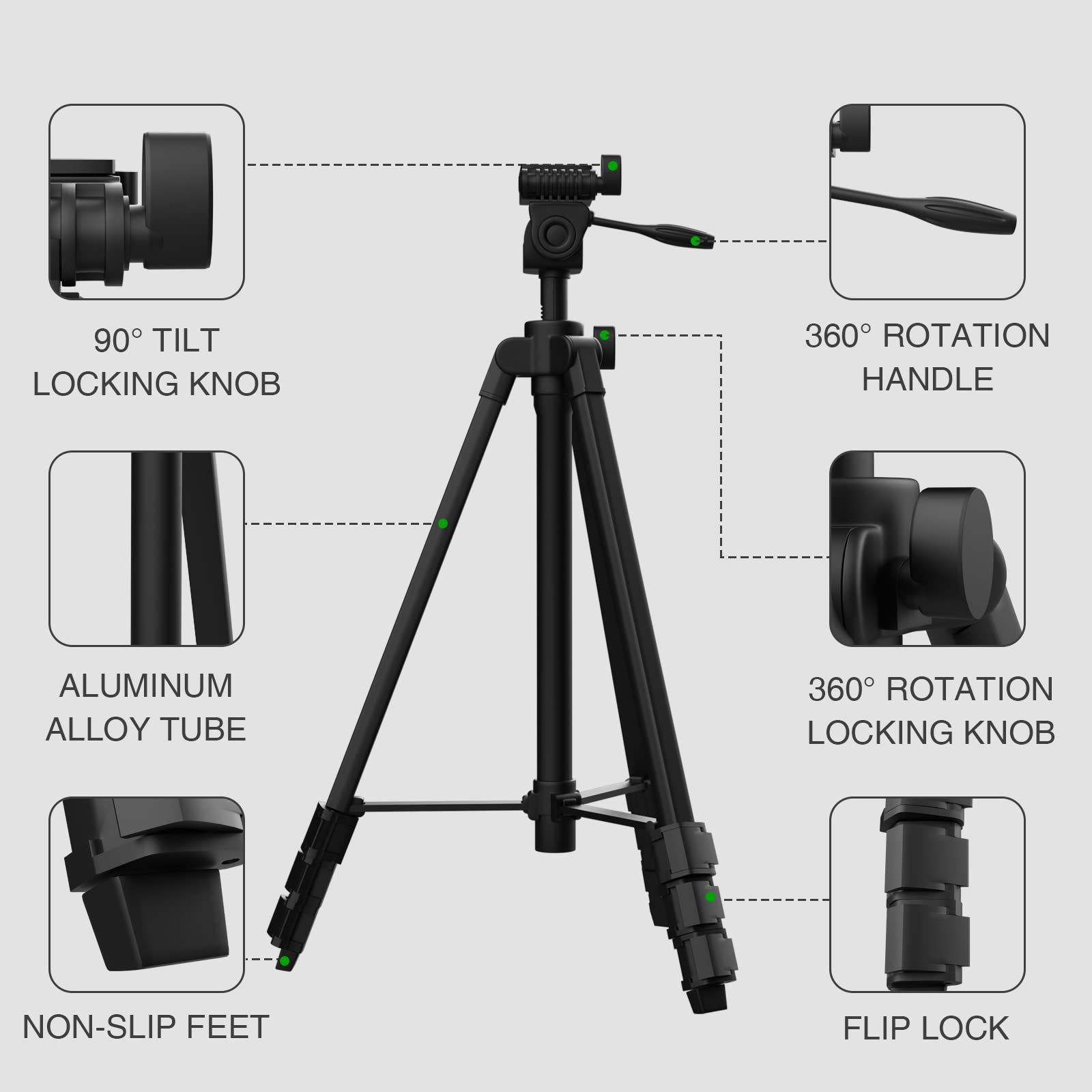 M Moock 55-Inch Lightweight Aluminum Laser Level Tripod With Bubble Level, Quick Release Plate With 1/4"-20 Screw Mount For Laser Level