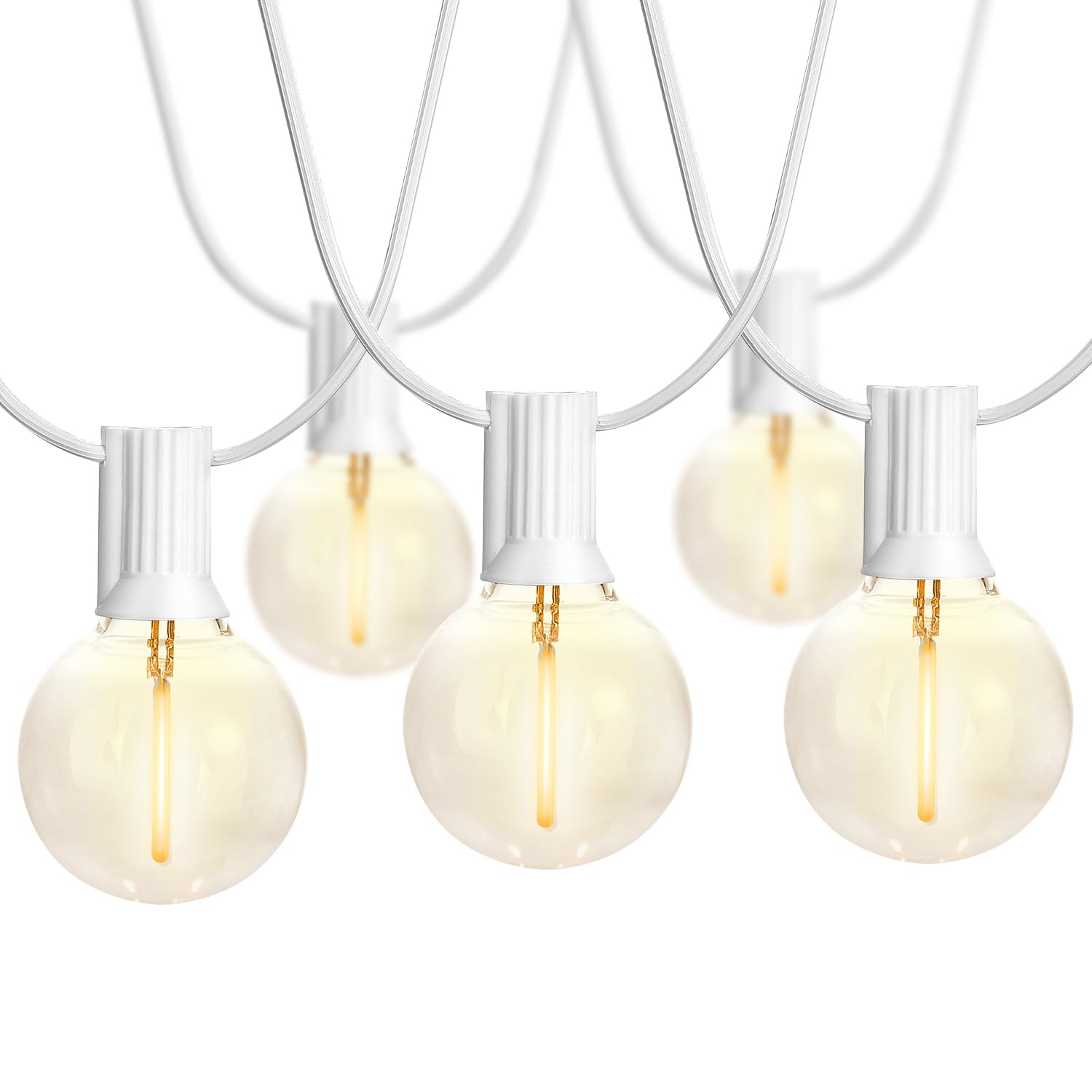 Sunthin Outdoor White String Lights, 27Ft White Patio Lights With 14 G40 Shatterproof Led Bulbs(1 Spare), Waterproof Hanging Outside Lights For Yard, Porch, Deck, Garden, Pergola