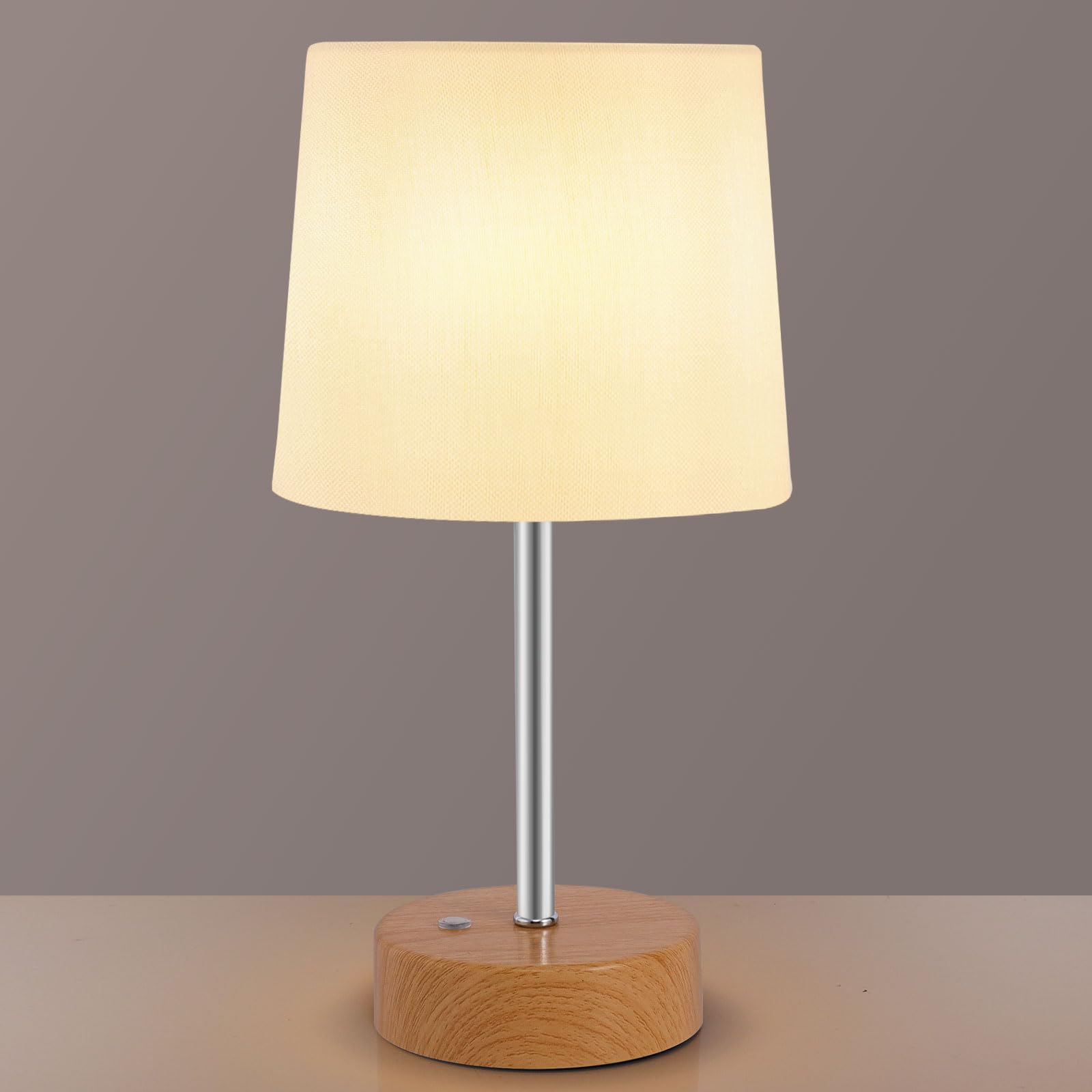 Yicochi Compact Cordless Led Desk Lamp,5000Mah Rechargeable Light,Portable Touch Sensor Dimmable Bedside Night Light For Bedroom Kids Room Living Room Dorm Office,(Includes Led Bulbs) (Wood)