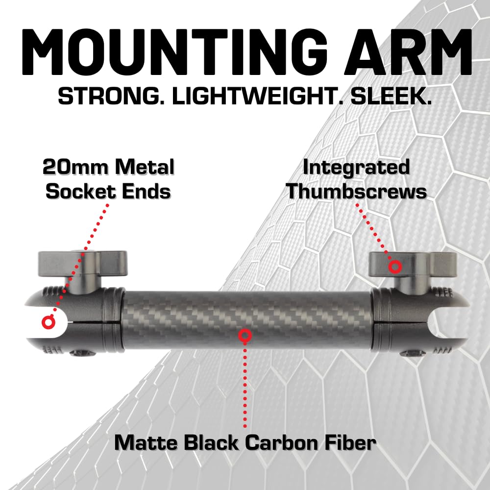 Bulletpoint Mounting Solutions Dash Mount 10Cm Arm Compatible With Iphone And Android Smartphones - Fits 20Mm Attachment Ball (Matte Black Carbon Fiber)